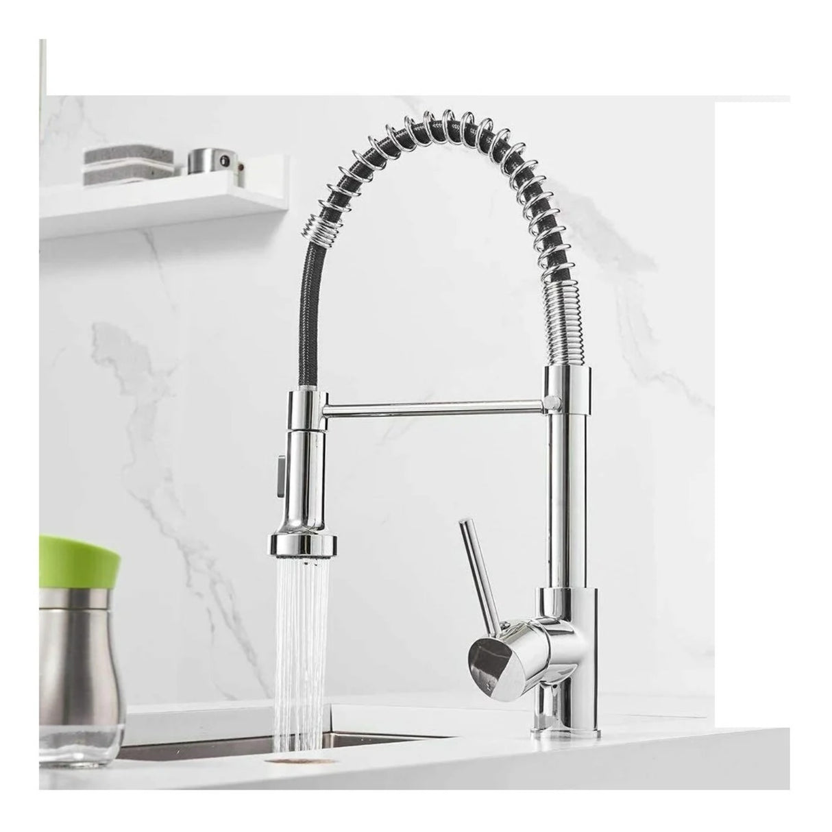 Griferia Lavaplatos Espiral Industrial Cabezal Movil Cromado