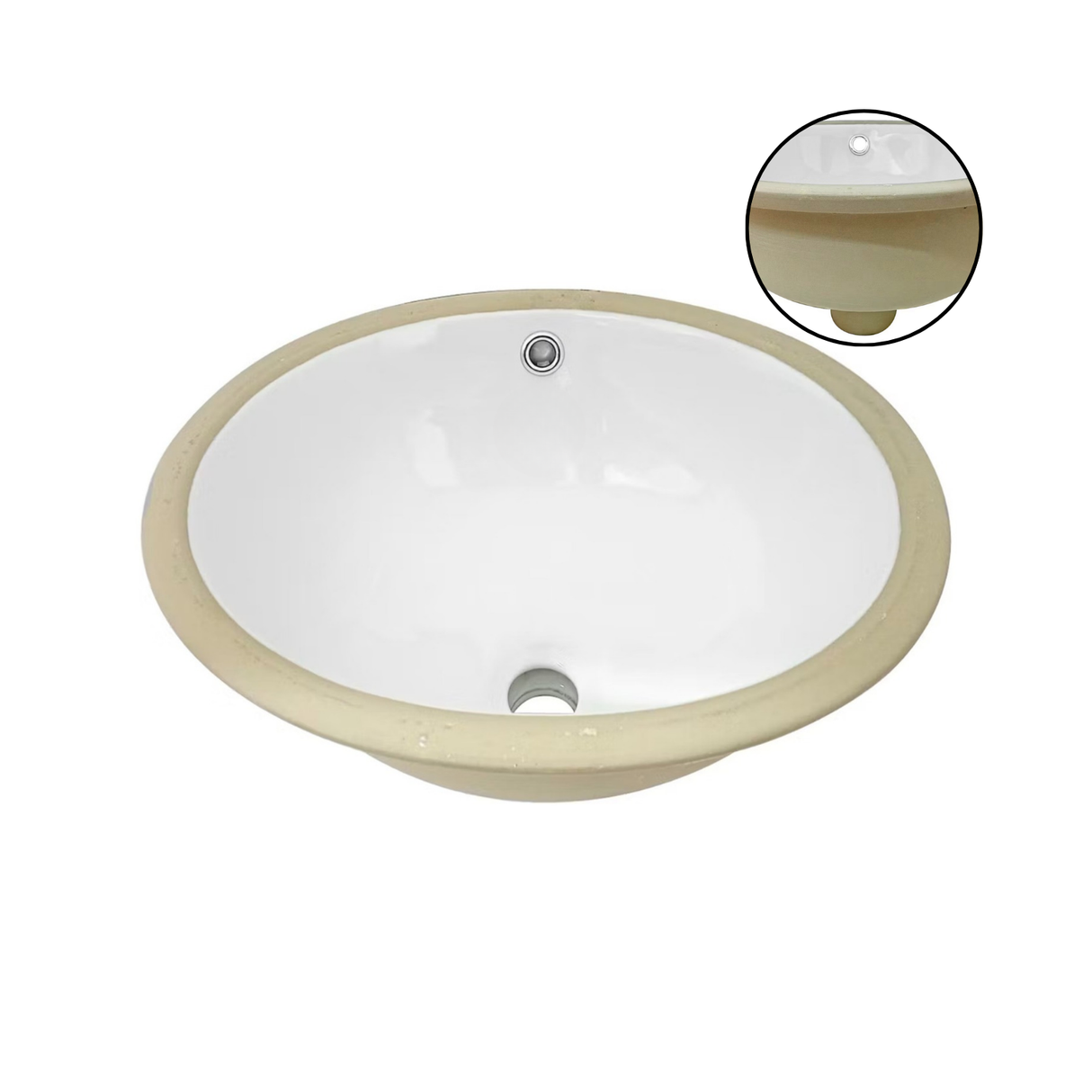 Lavamanos Redondo De Incrustar Blanco De 33 X 28,5 X 17 Cm