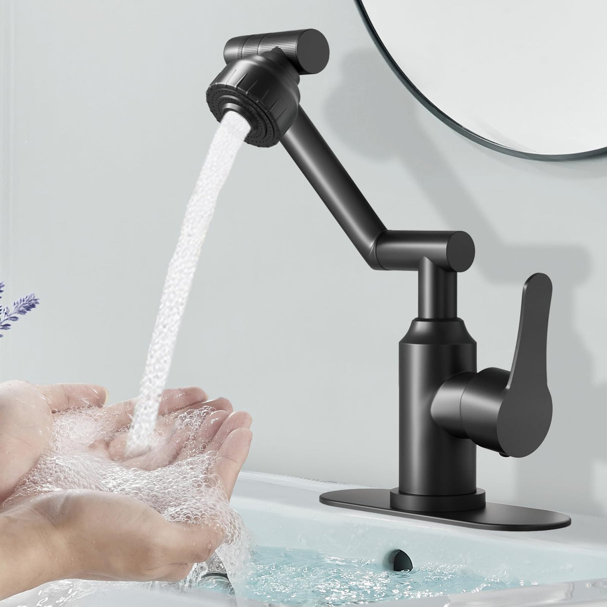 Griferia Lavamanos Monocontrol 1080° Giratoria Acero Inoxidable