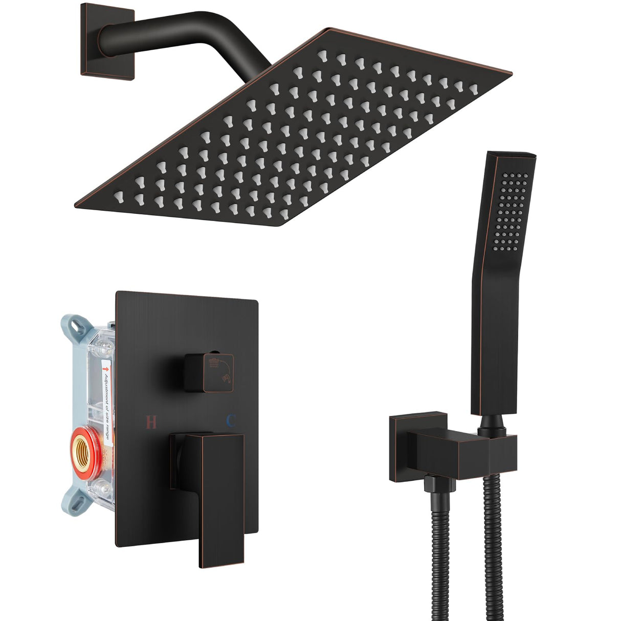 Grifería de Ducha Cuadrato + Ducha Teléfono Tipo Lluvia