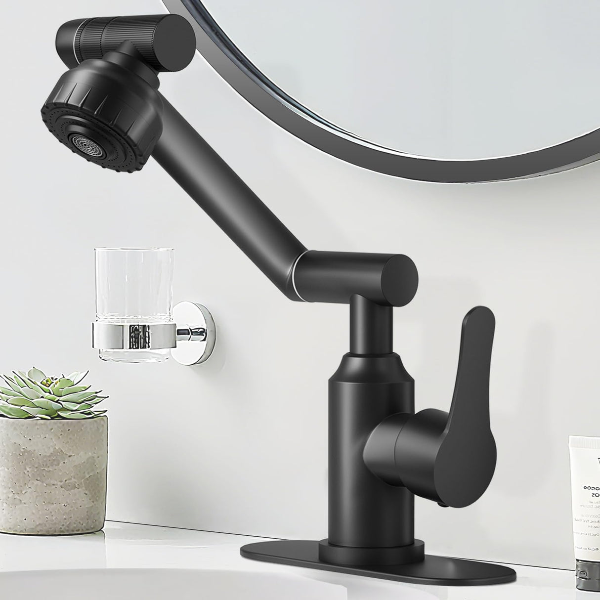 Griferia Lavamanos Monocontrol 1080° Giratoria Acero Inoxidable