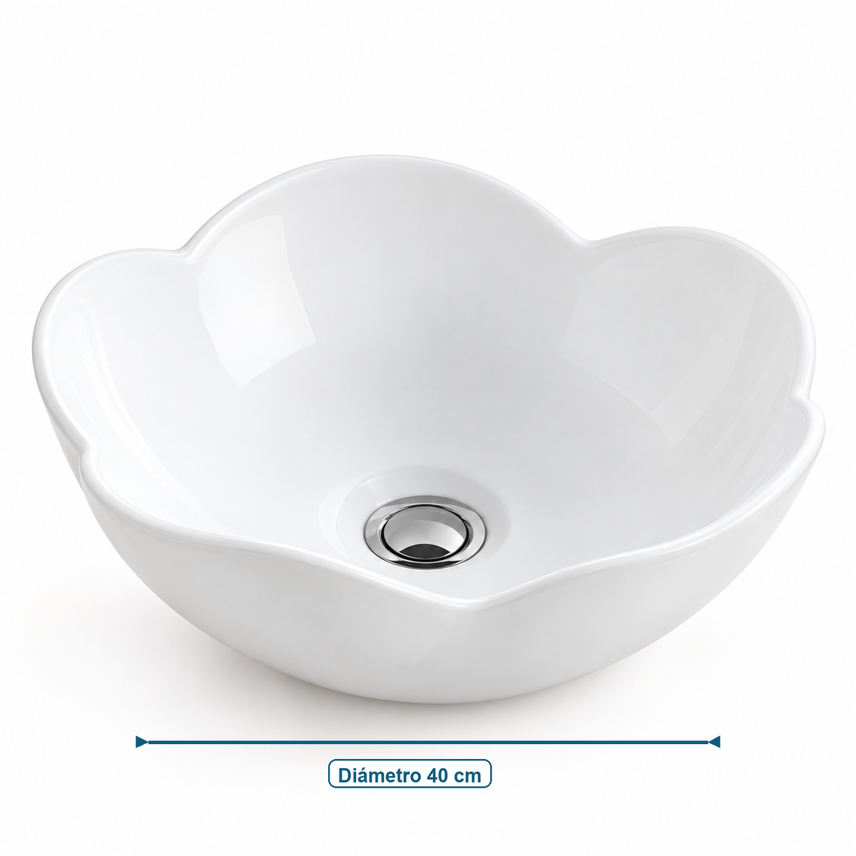 Lavamanos de Sobreponer Flor Blanco Ø40 cm - medidas