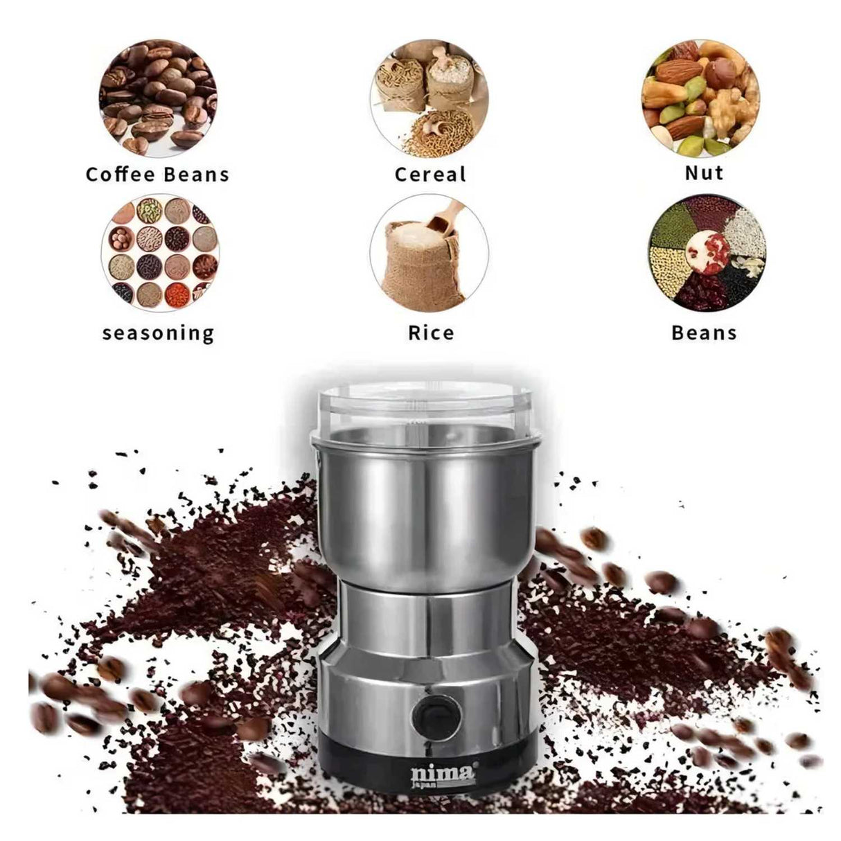 Molino Eléctrico de Café y Especias de Acero Inoxidable