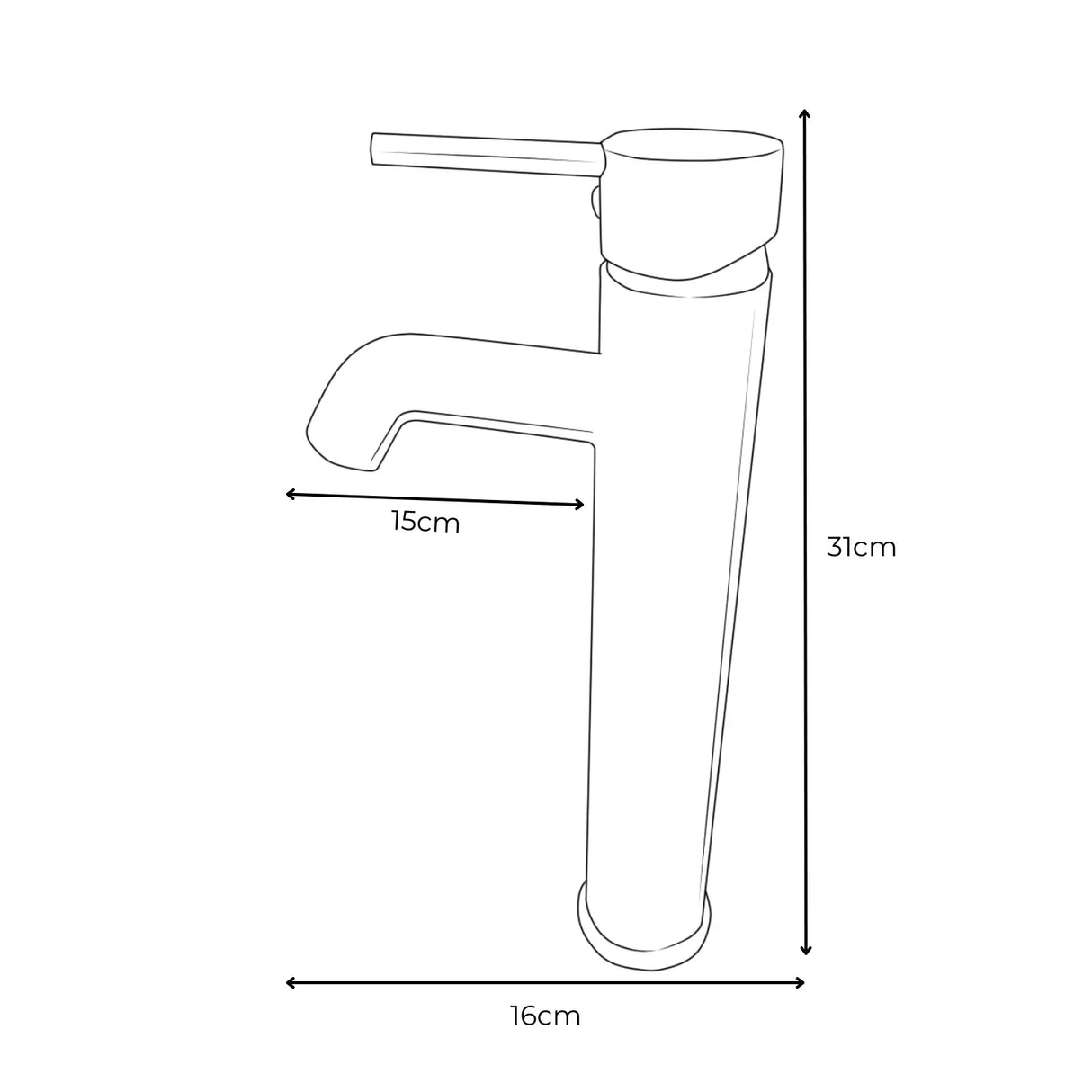 Mezclador Lavamanos Negro Poste Alto
