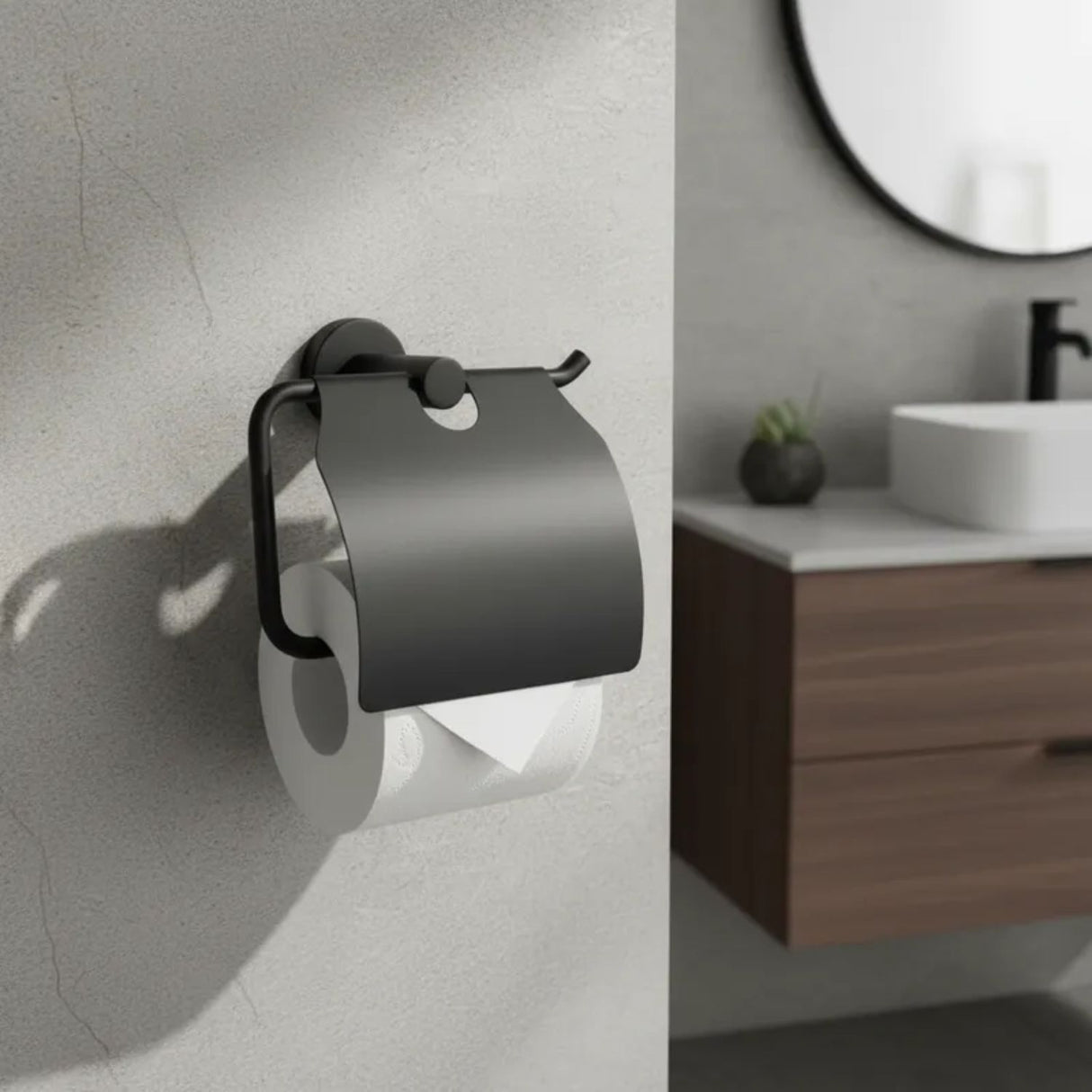 Juego Accesorios Baño Singolo X 6 Negro Mate Diseño Moderno