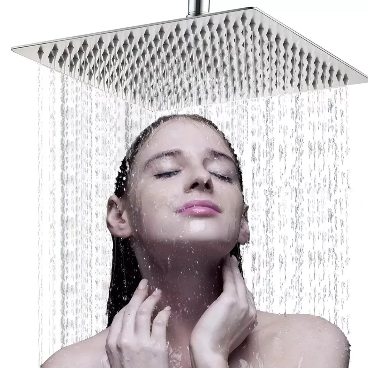 Regadera Plana Metalica 20 cms Cuadrada Con Tubo