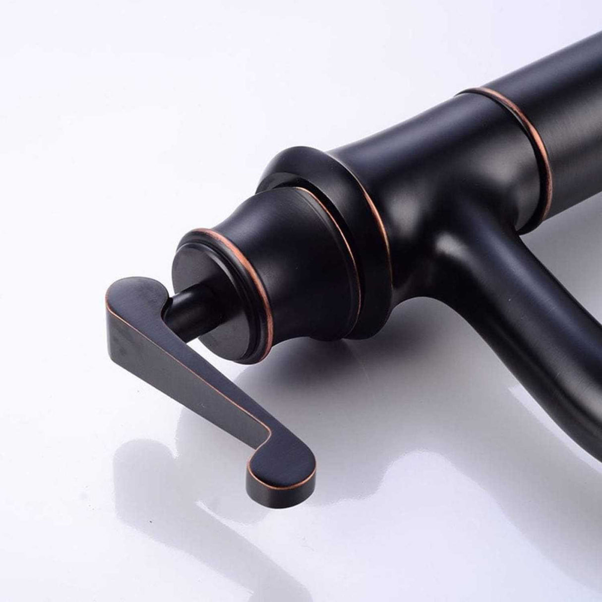 Grifería Lavamanos Bajo Negro Mate Vintage Monocontrol | Llave Moderna para Baño
