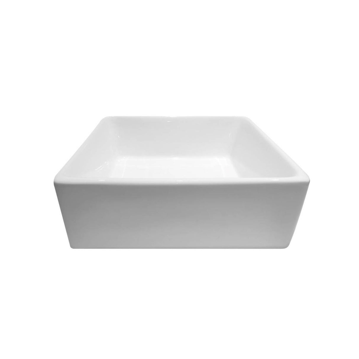 Lavamanos de sobreponer cuadrado blanco, vista lateral con altura de 13,5 cm