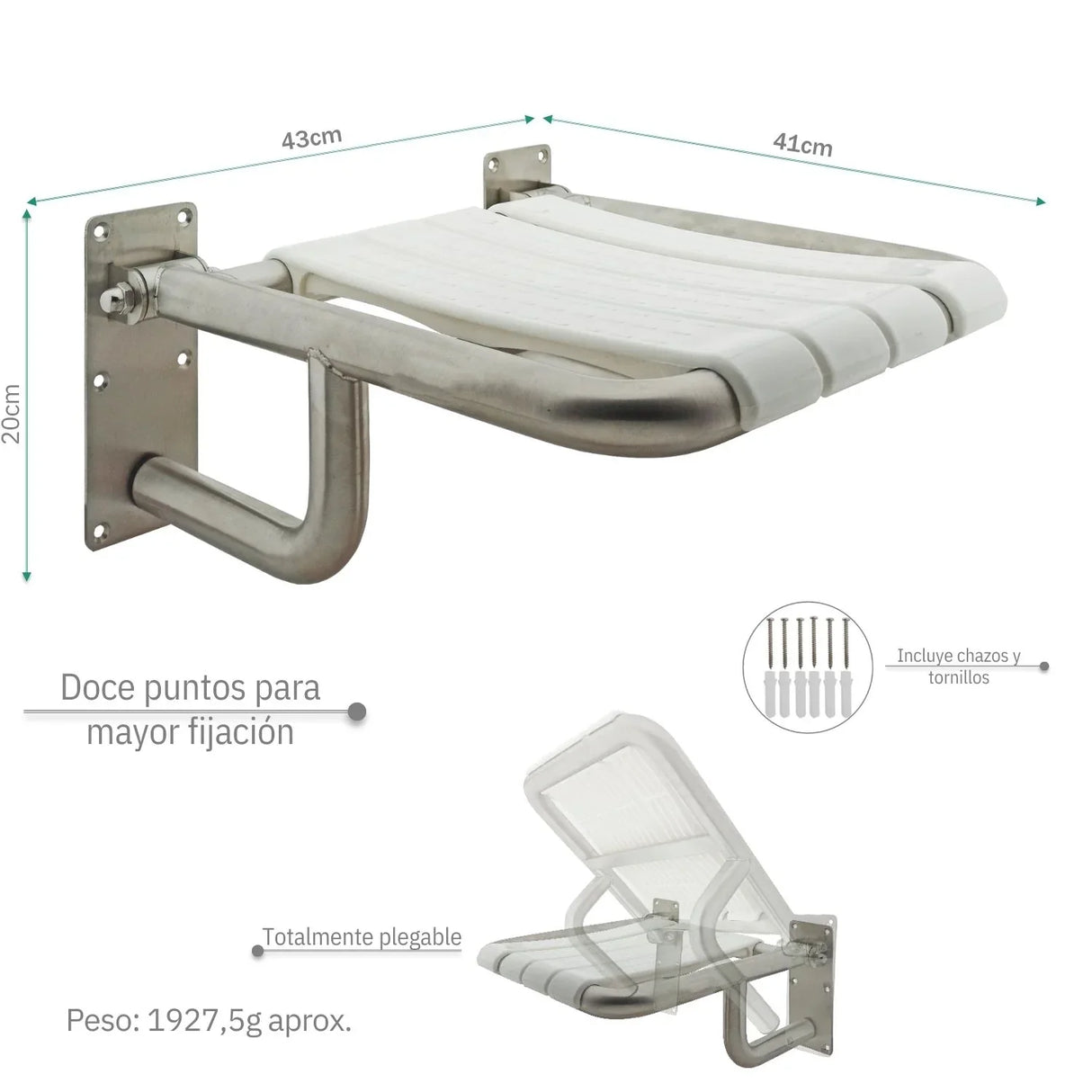 Silla Abatible y Plegable de Alta Calidad en Acero Inoxidable, Resistente hasta 150 kg
