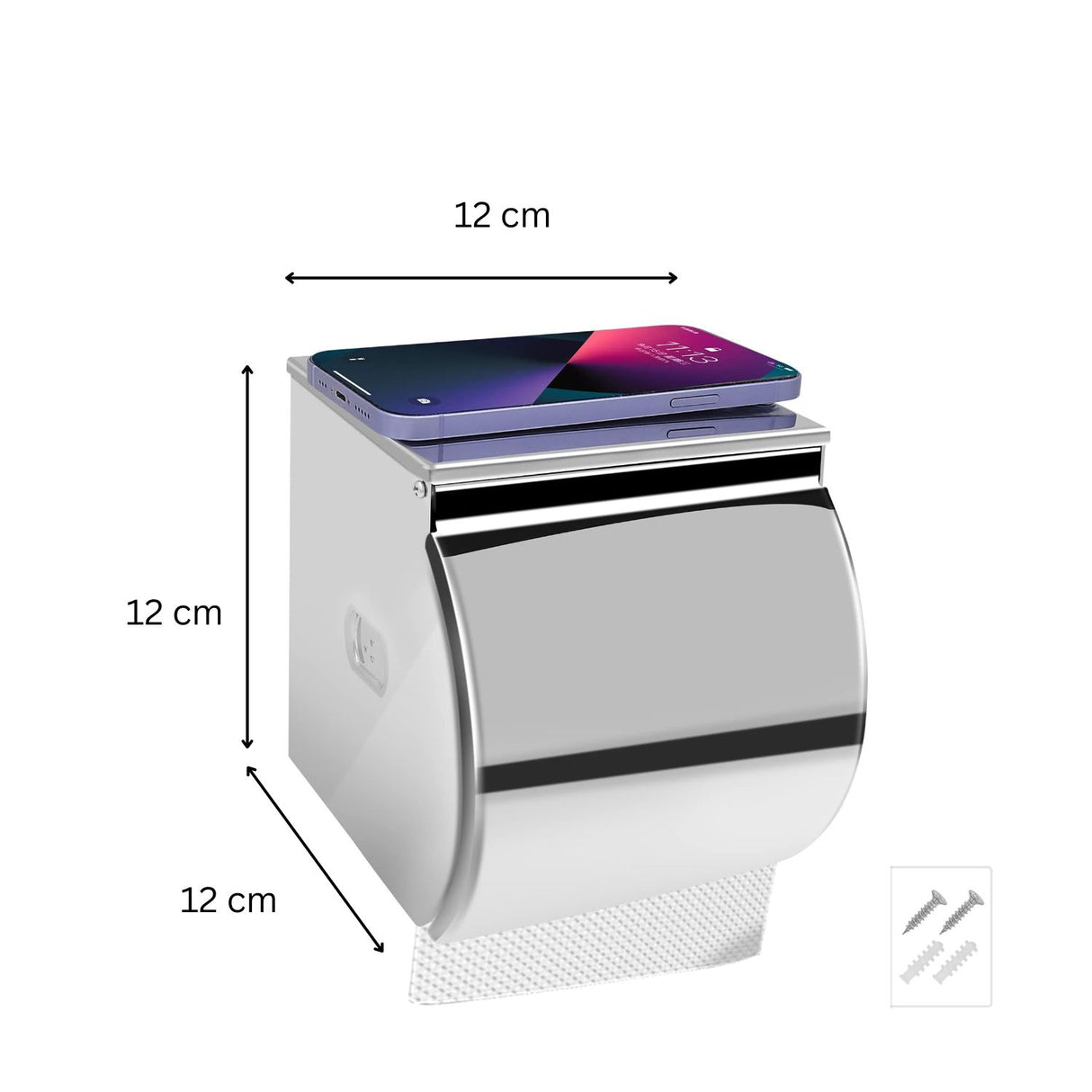 Dispensador Papel Higiénico Acero Plateado Estante Antisalpicaduras