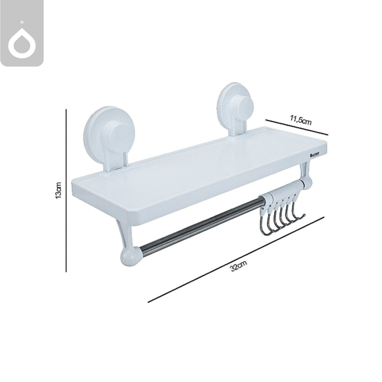 Repisa Organizadora Toallero Con Ganchos Ventosa