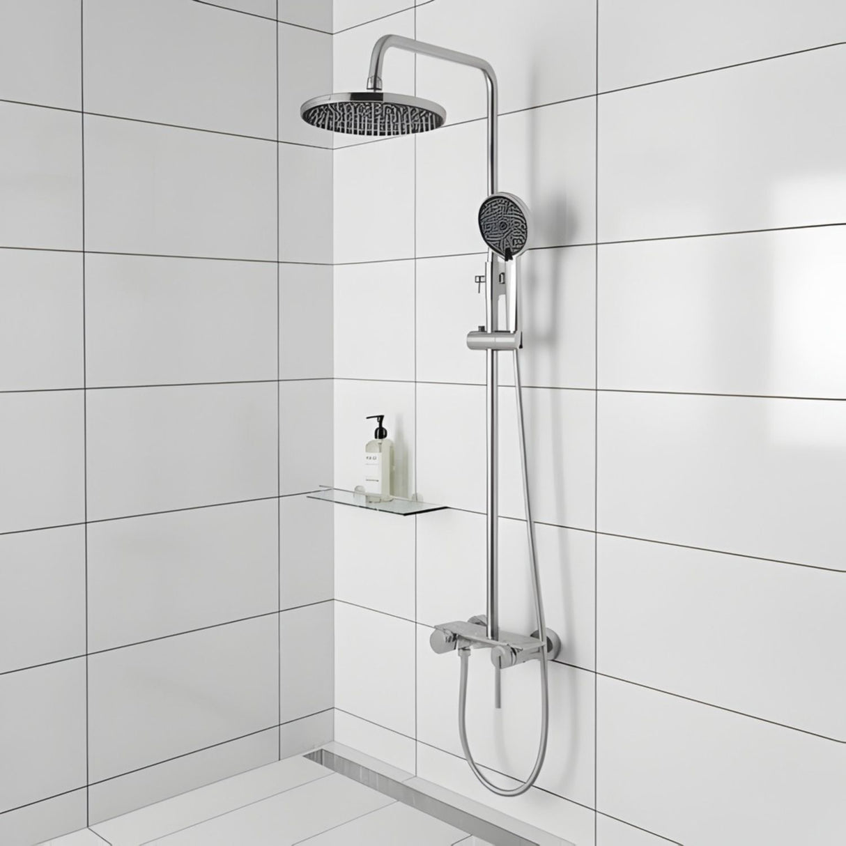 Columna De Ducha Con Mezclador Lusso Níquel Texturizado