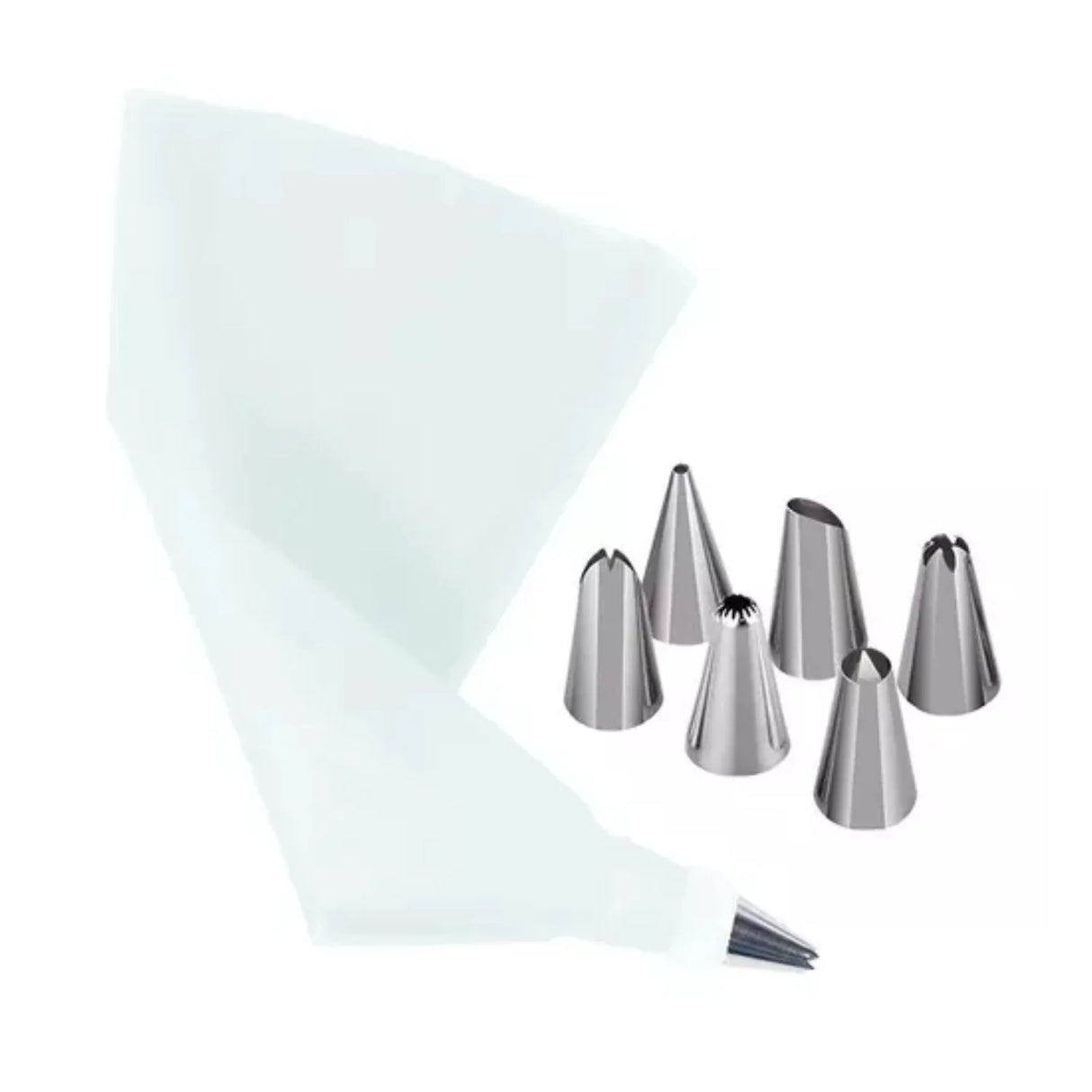 Set Repostería Boquillas Acero Bolsa Silicona Pasteles 8Pcs Manga Pastelera-Cupcakes