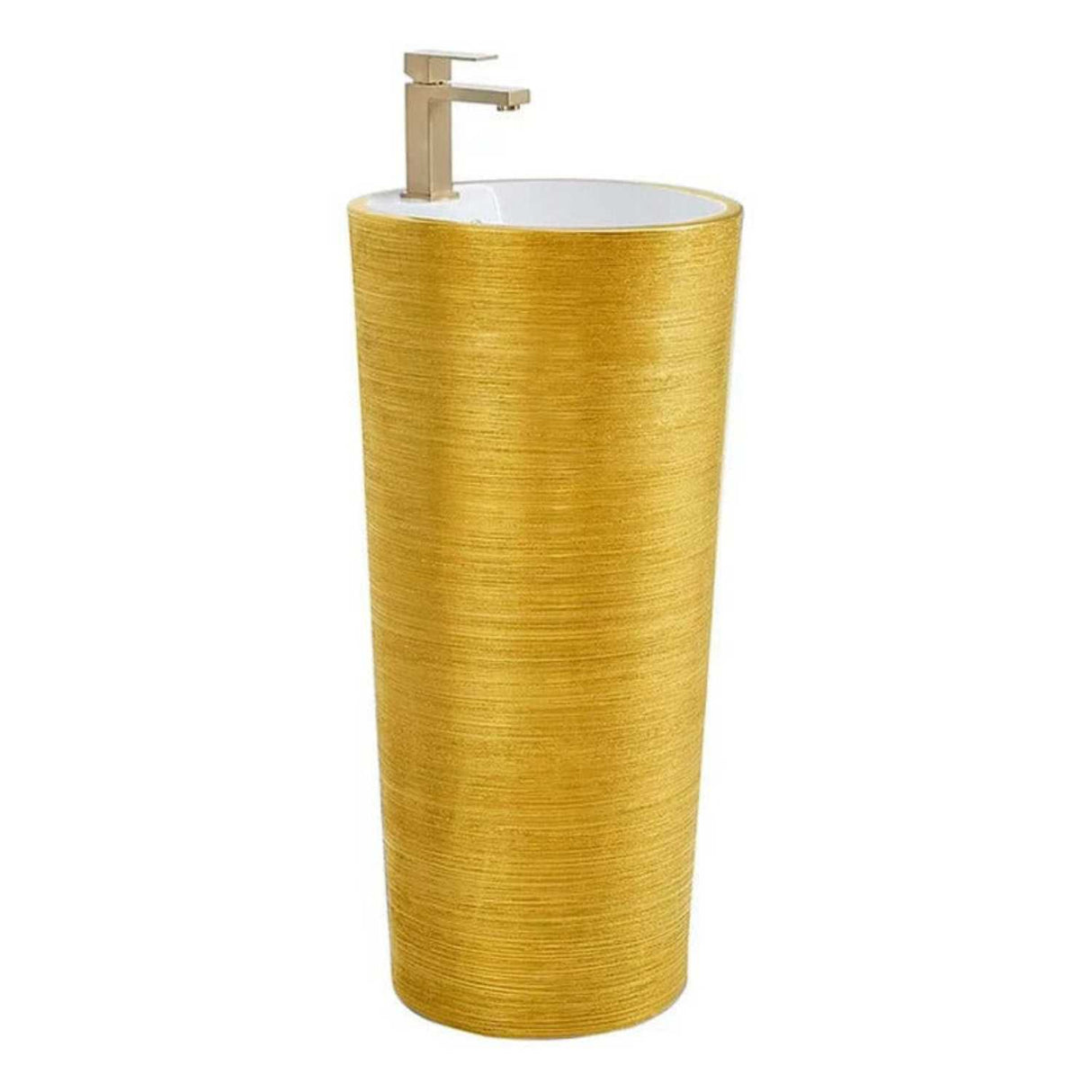 Lavamanos de Pedestal Pilón Color Oro Redondo 83 × 40 cm