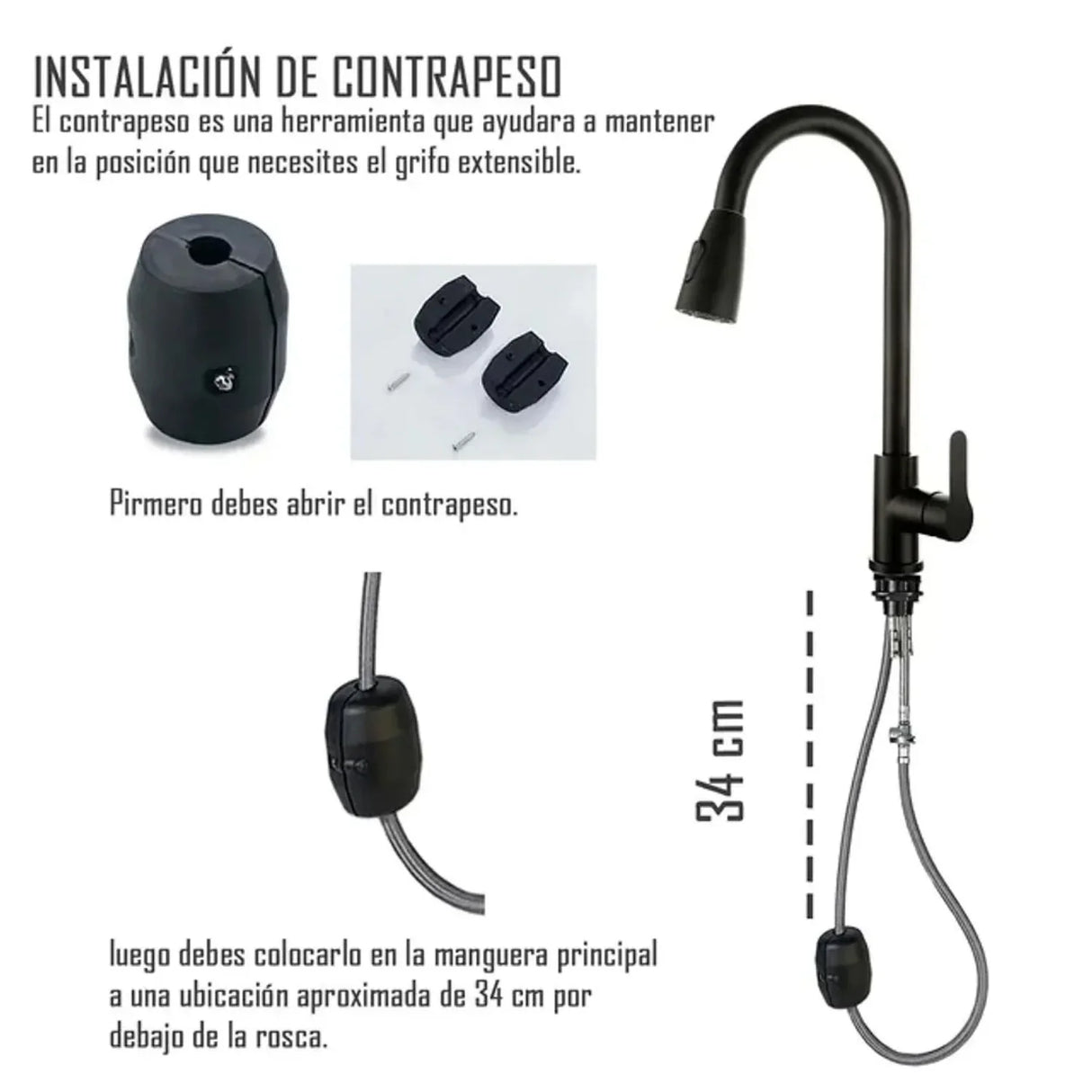 Set de Lujo para Lavaplatos: Canastilla Lujo y Grifería Monocontrol Extraíble en Negro Mate