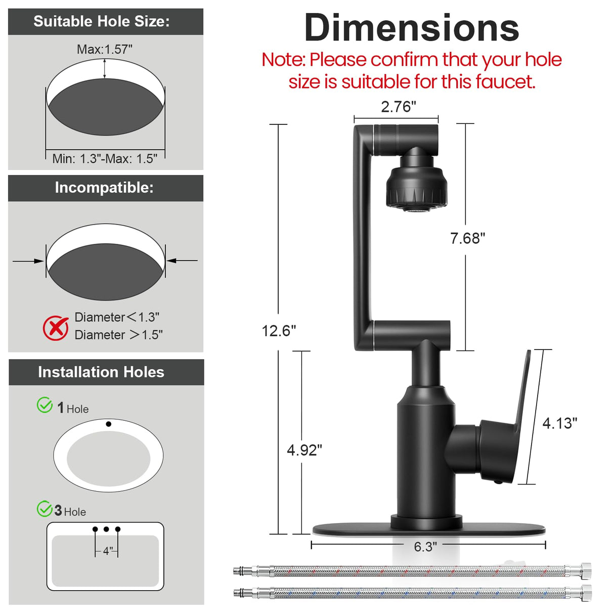 Griferia Lavamanos Monocontrol 1080° Giratoria Acero Inoxidable