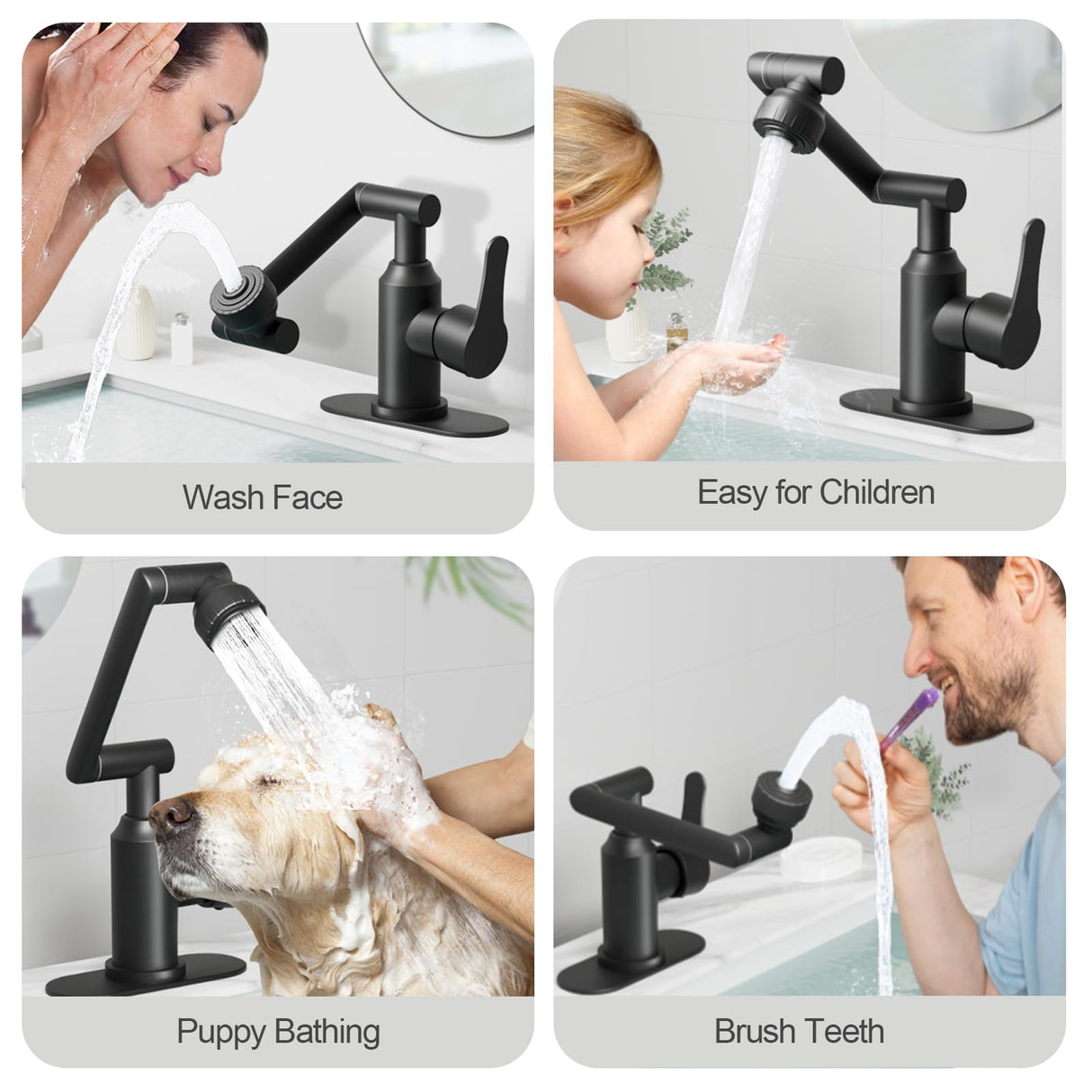 Griferia Lavamanos Monocontrol 1080° Giratoria Acero Inoxidable