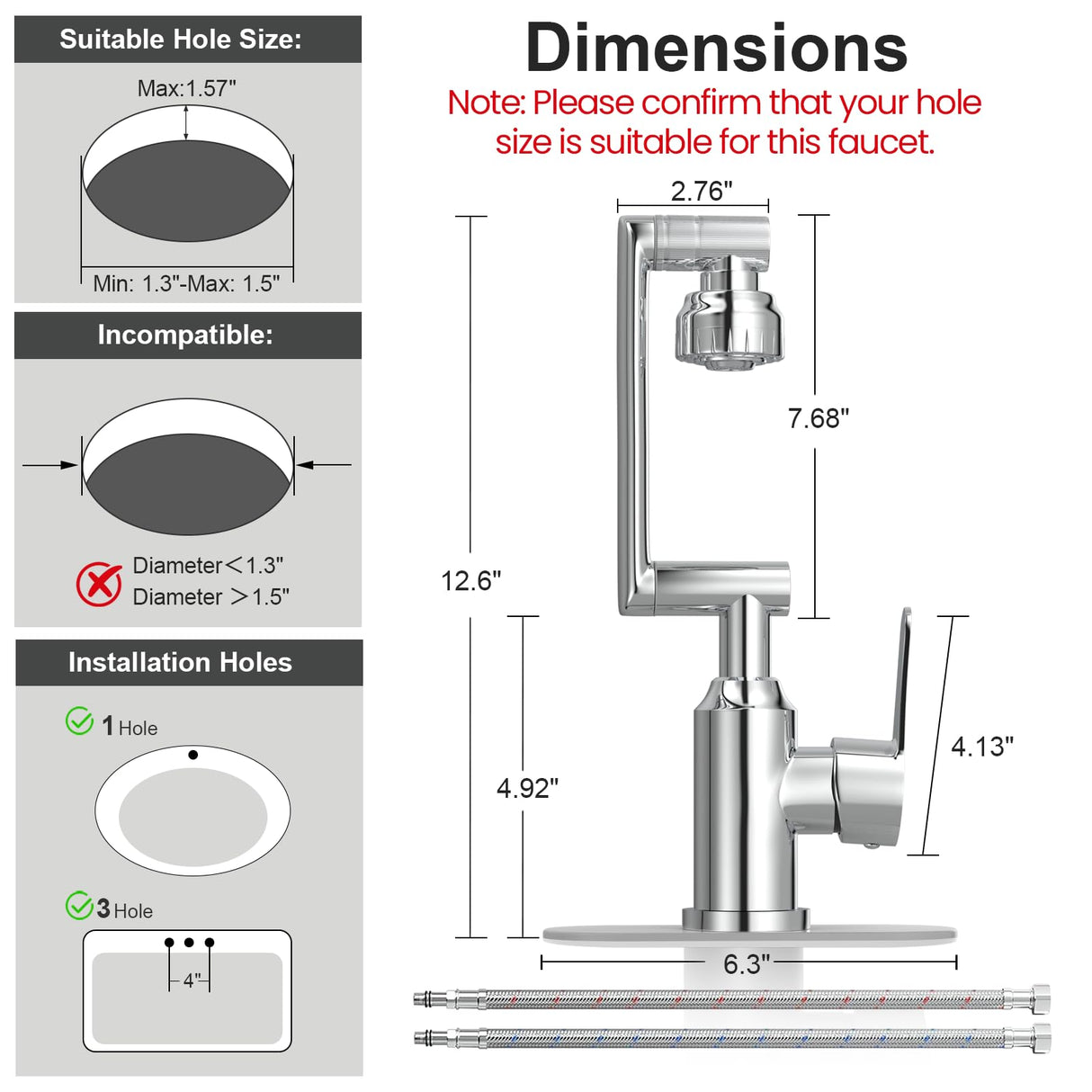 Griferia Lavamanos Monocontrol 1080° Giratoria Acero Inoxidable