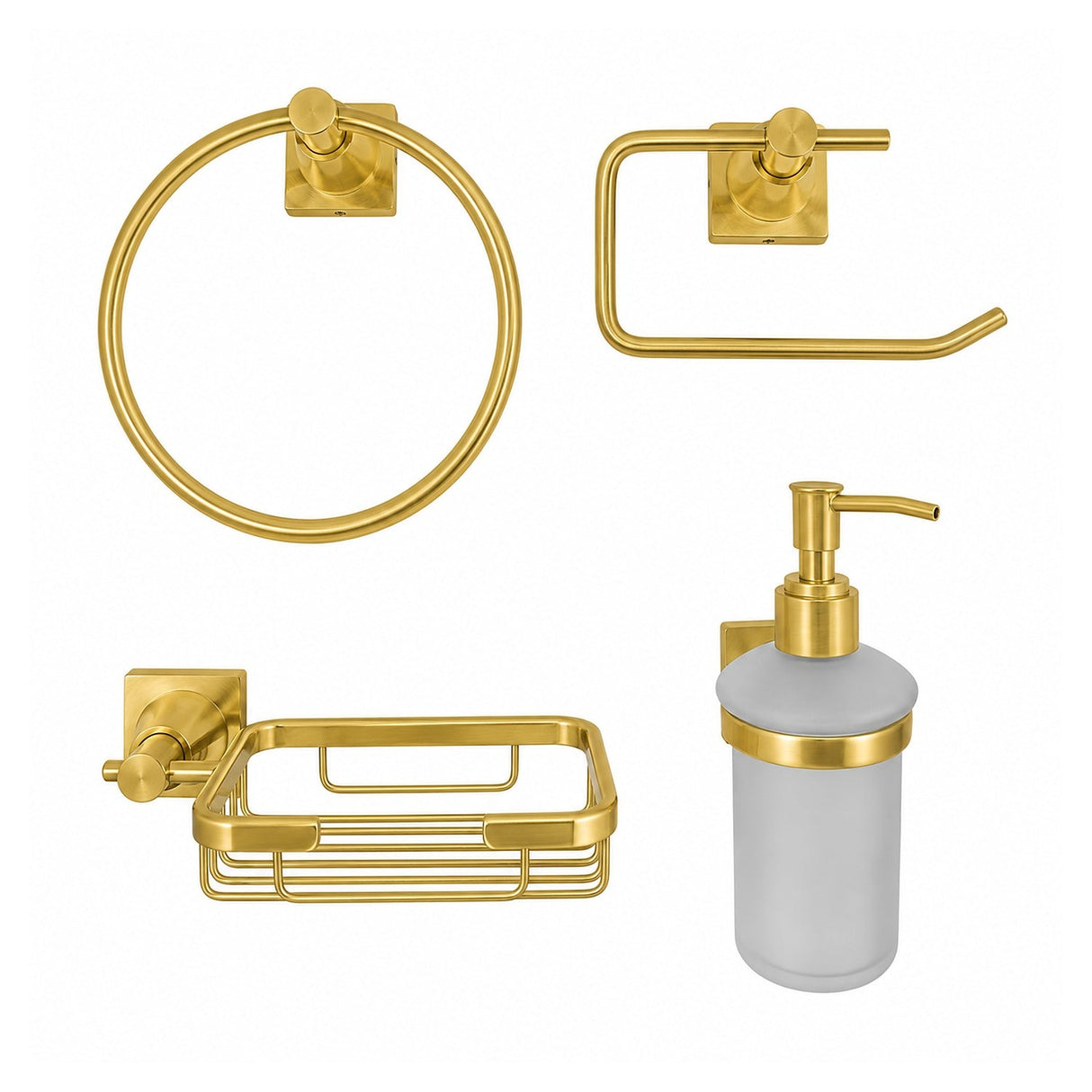 Set de accesorios para baño color oro x4 piezas