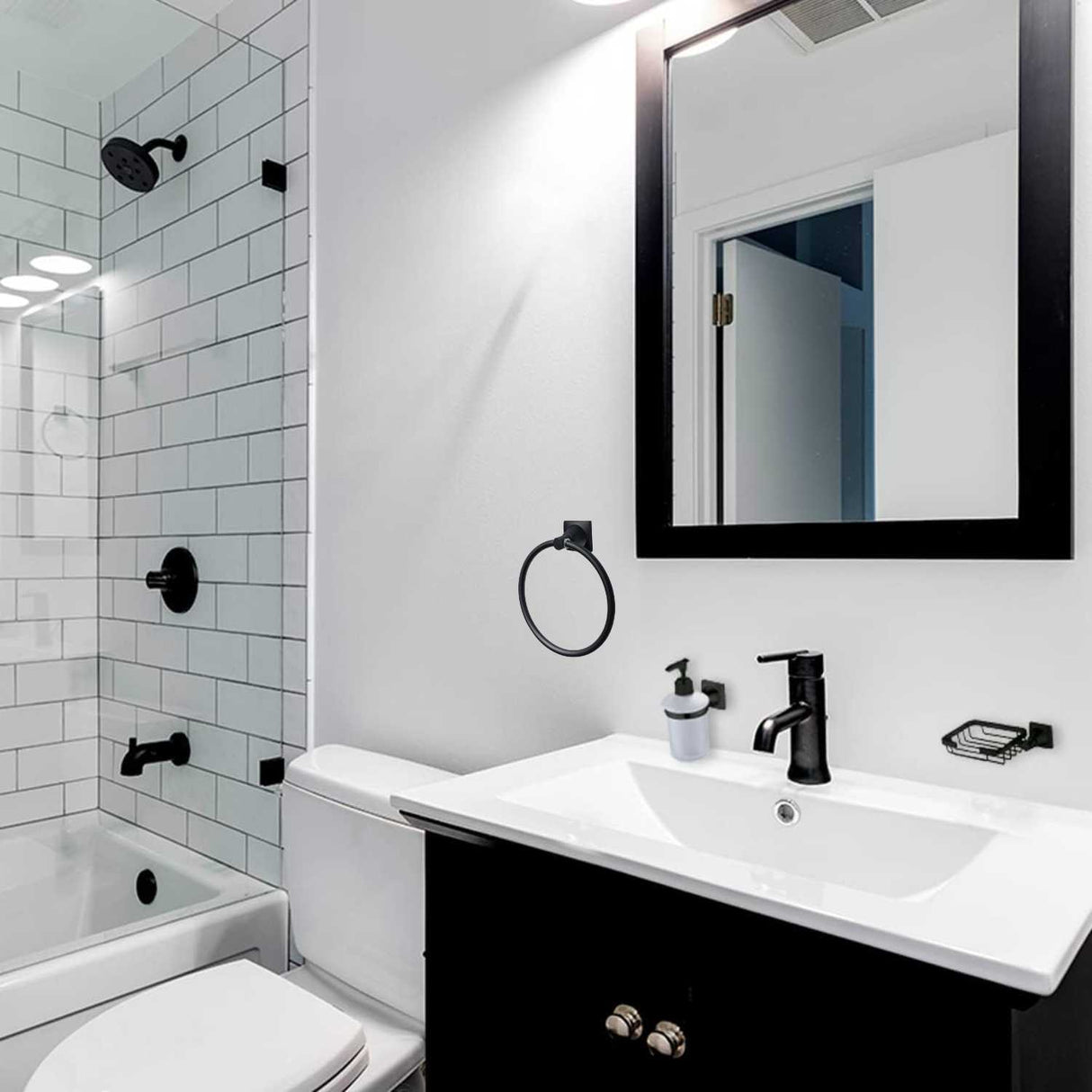 Set de Accesorios para Baño Negro Mate x4 Piezas