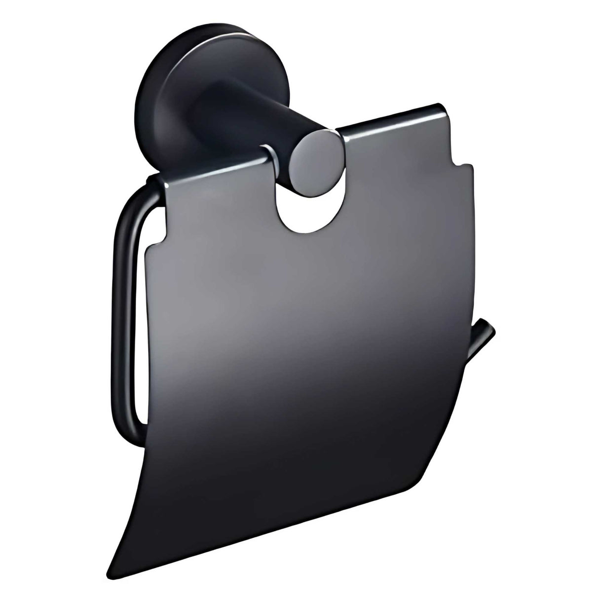 Porta Rollo con Tapa Negro Mate para Baño | Accesorio Moderno y Elegante