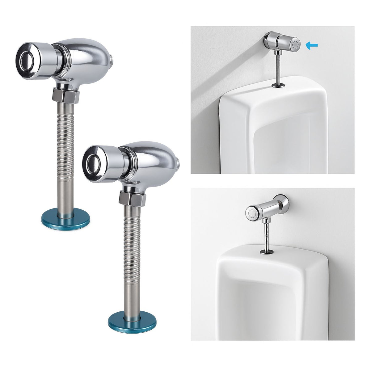 Pack x 2 Llave Push Orinal Automatica Cromada Universal 1/2 Pulgada