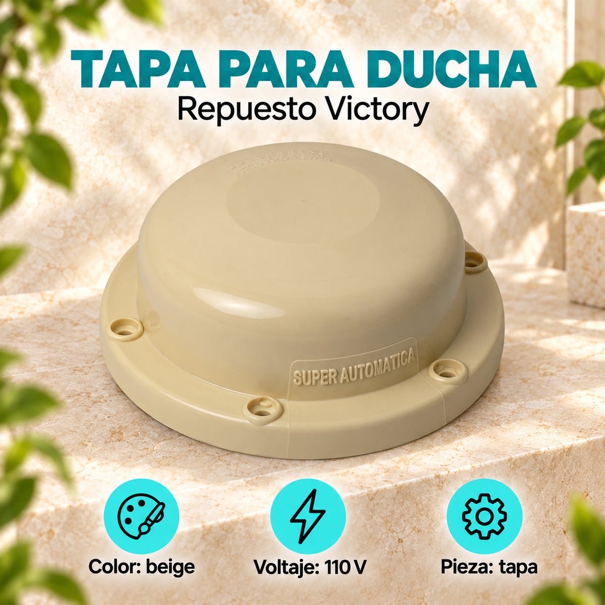 Características de tapa victory beige para ducha 110 v