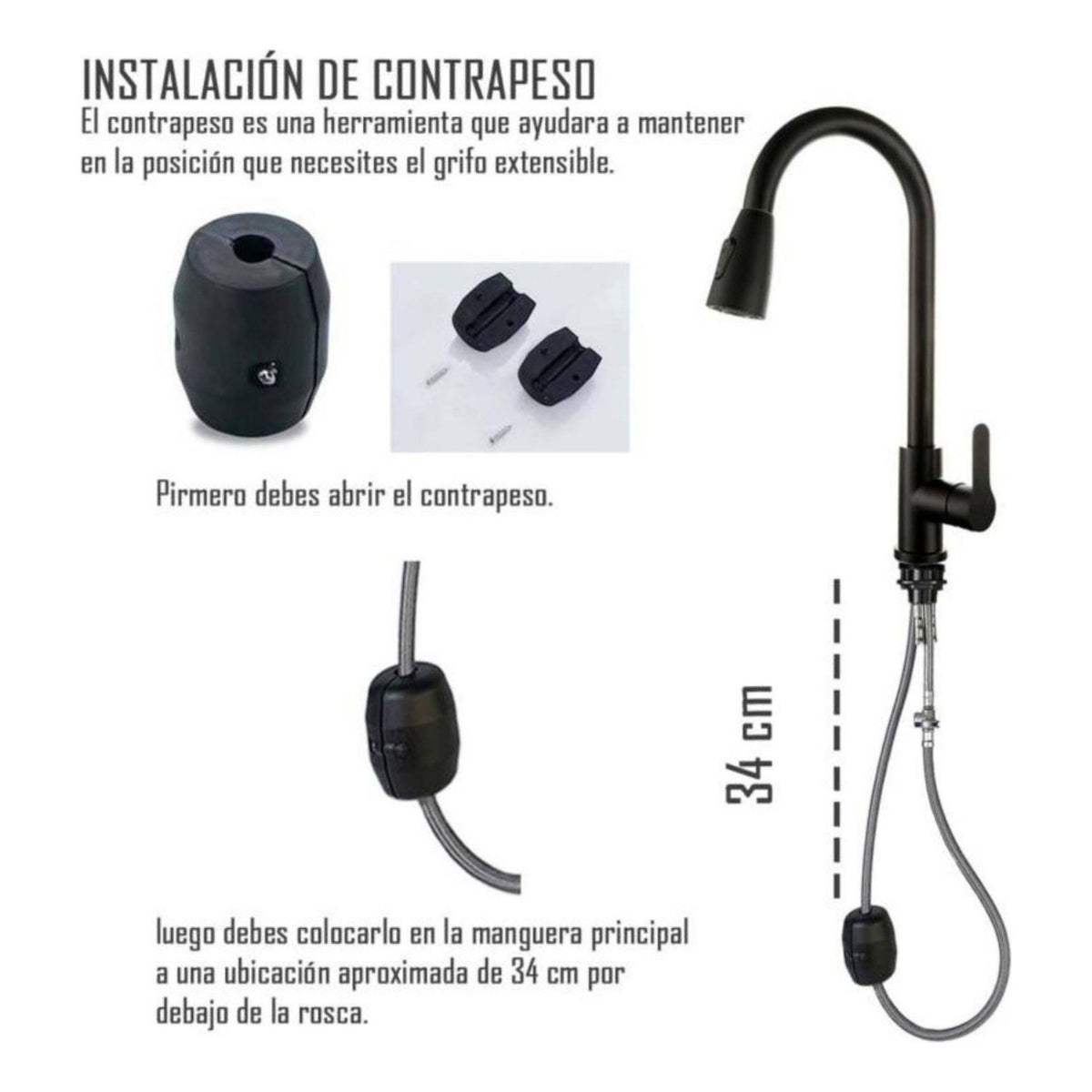 Grifería Monocontrol Lavaplatos Extensible Negro