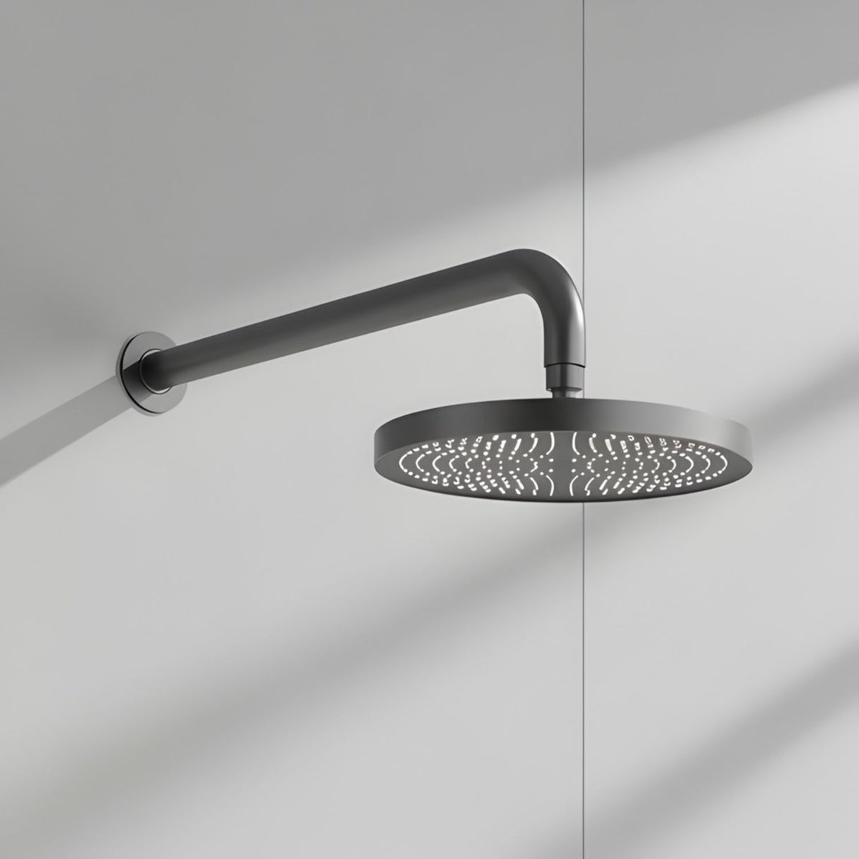 Regadera Redonda 25 Cm Spacco Gris Concreto Brazo 30cm Acero