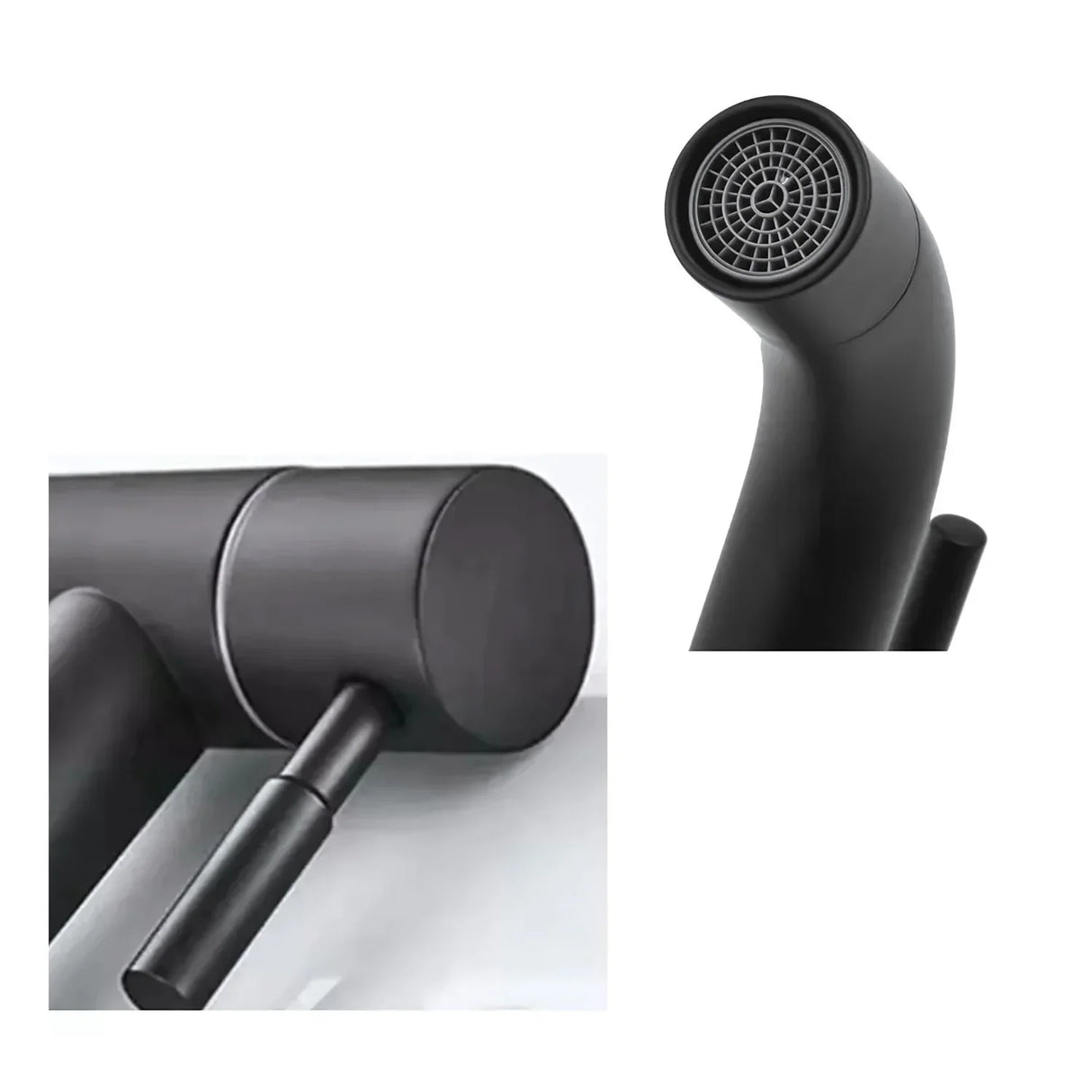 Grifería Llave Lavamanos Negra Agua Fría baja Acero con Filtro