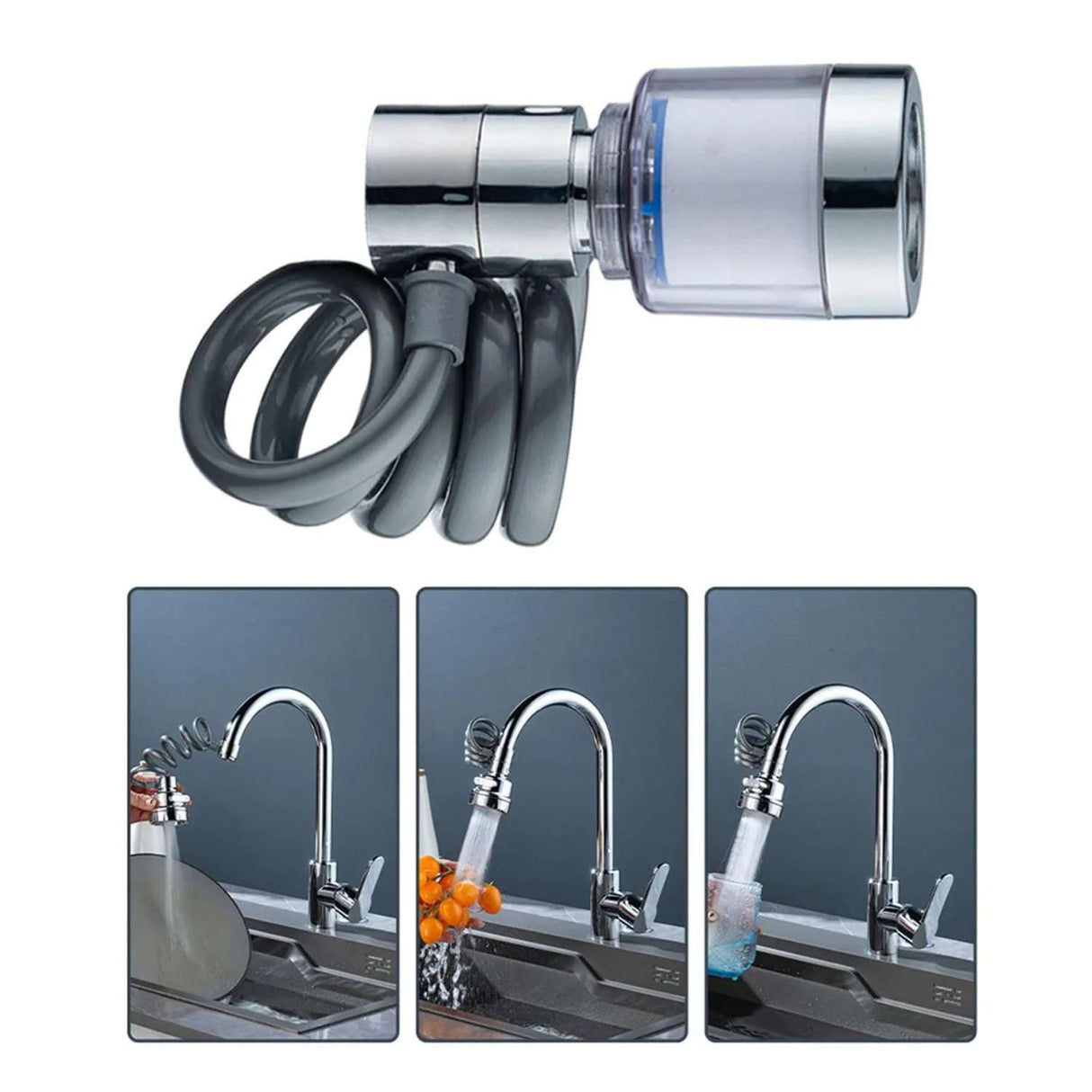 Filtro Purificador de Agua para Grifo con Manguera Flexible