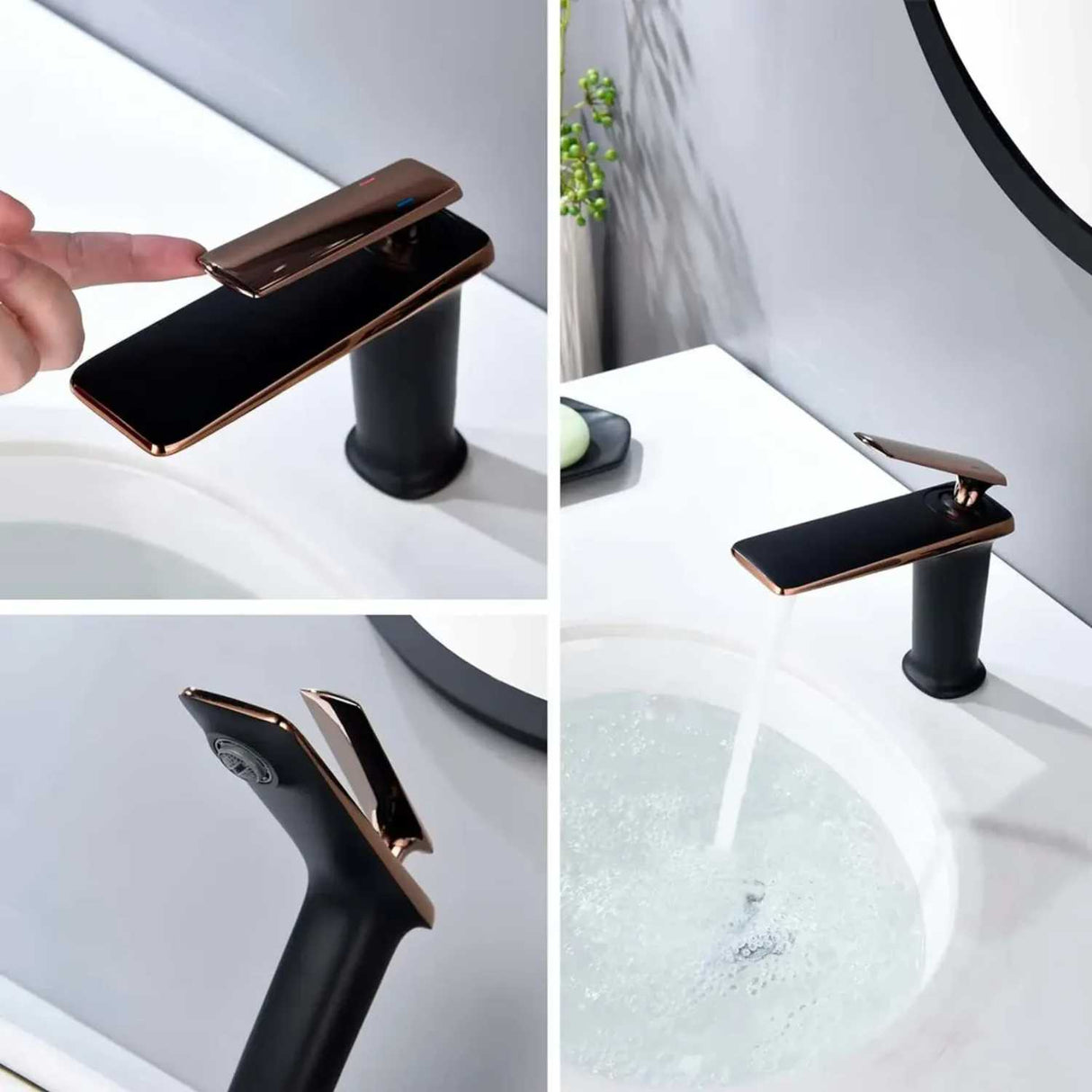 Monocontrol Lavamanos Bajo Negro Rosa Vintage 18 cm para Baño