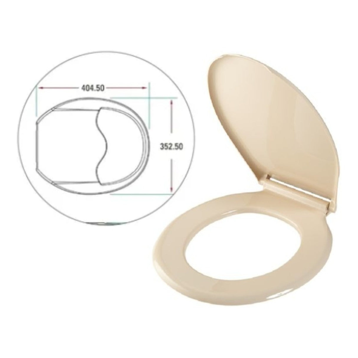 Asiento Redondo Para Sanitario Estandar. Bone 40 x 35 x 1 cm