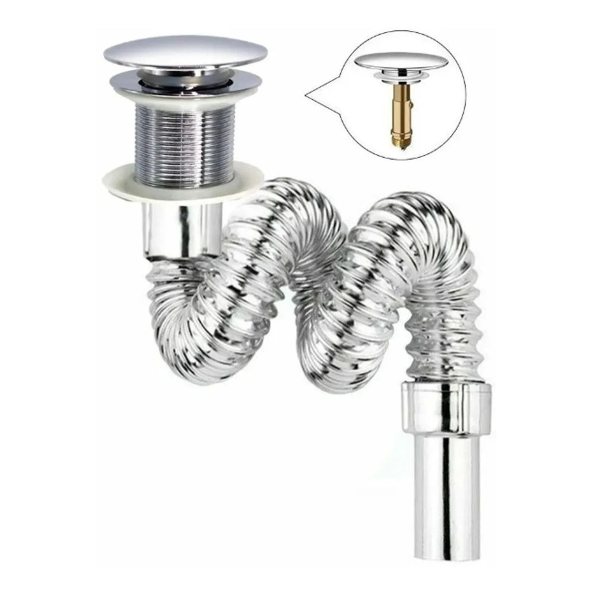 Desagüe Para Lavamanos Plegable Tipo Push Con Tapón