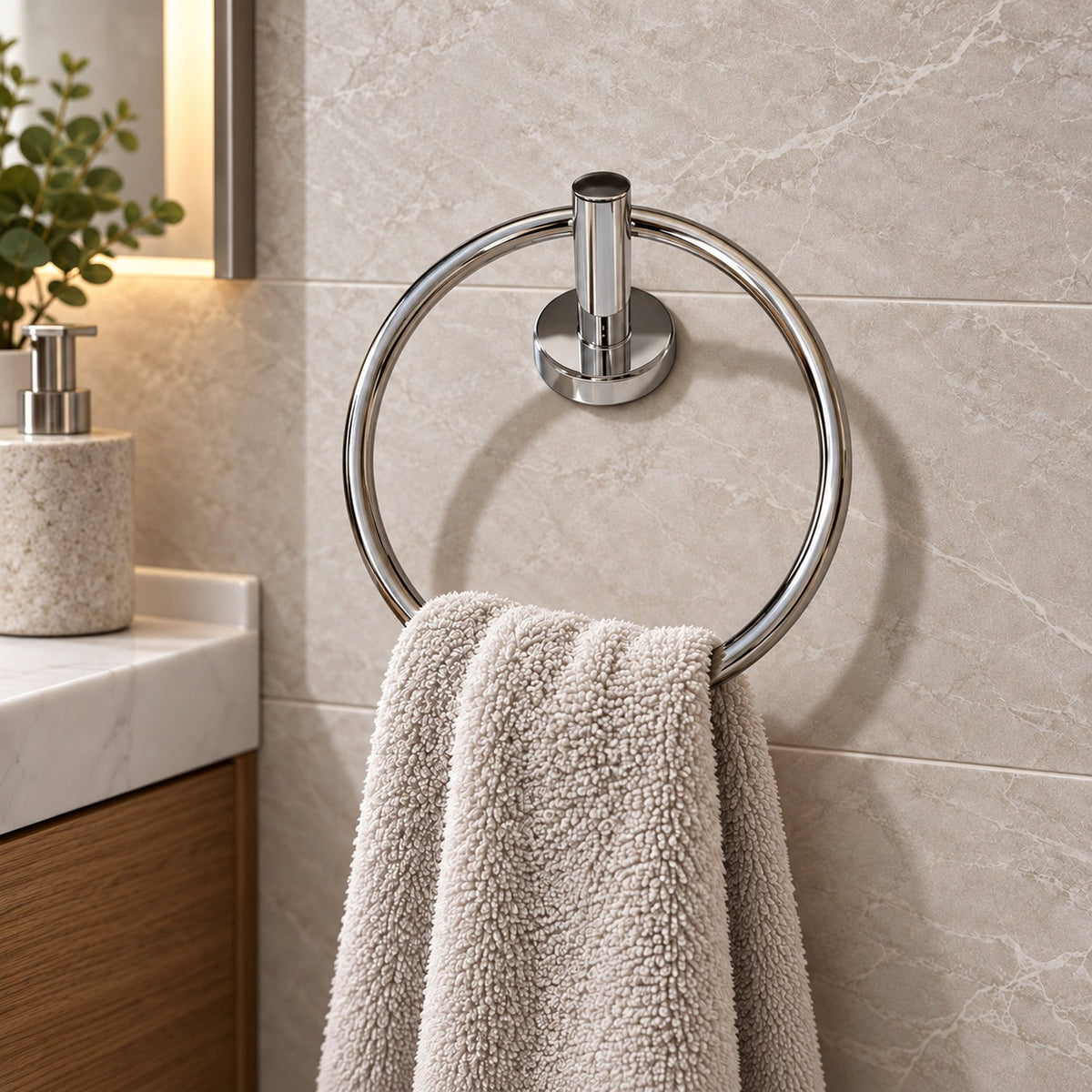 Toallero Redondo Cromado Para Baño