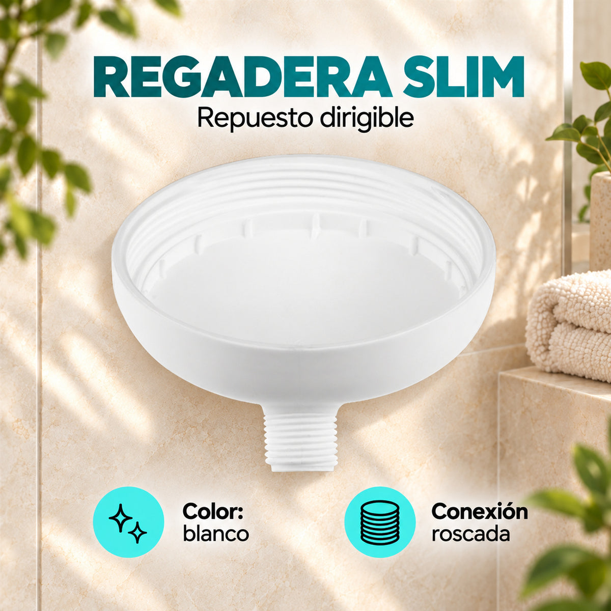 Regadera Slim Dirigible Blanca Para Ducha, características