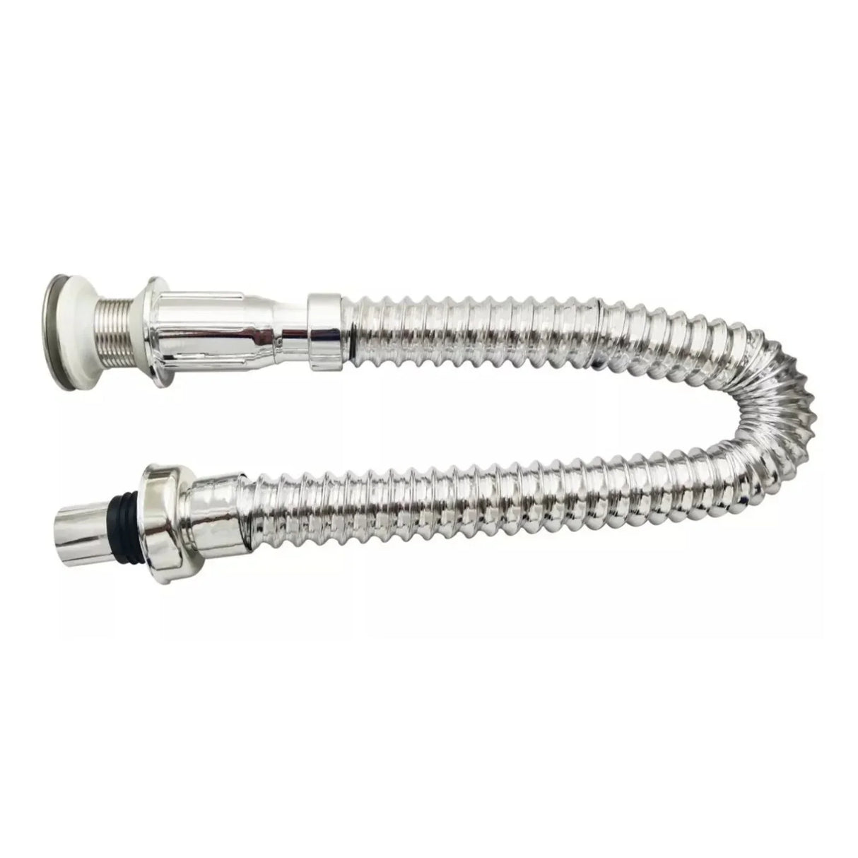 Sifón Desagüe Push Flexible Corrugado - Cromado - Metal y Polipropileno - 42.5 cm - Fácil Instalación