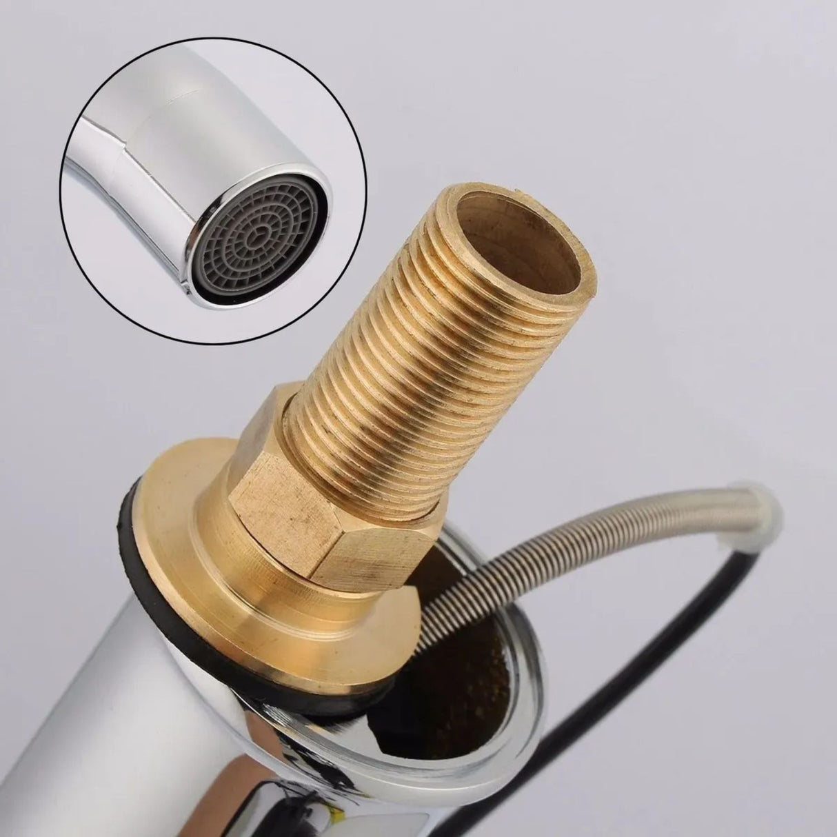 Grifería Sensor Lavamanos Cuello Alto Infrarrojo Hibrida Cro