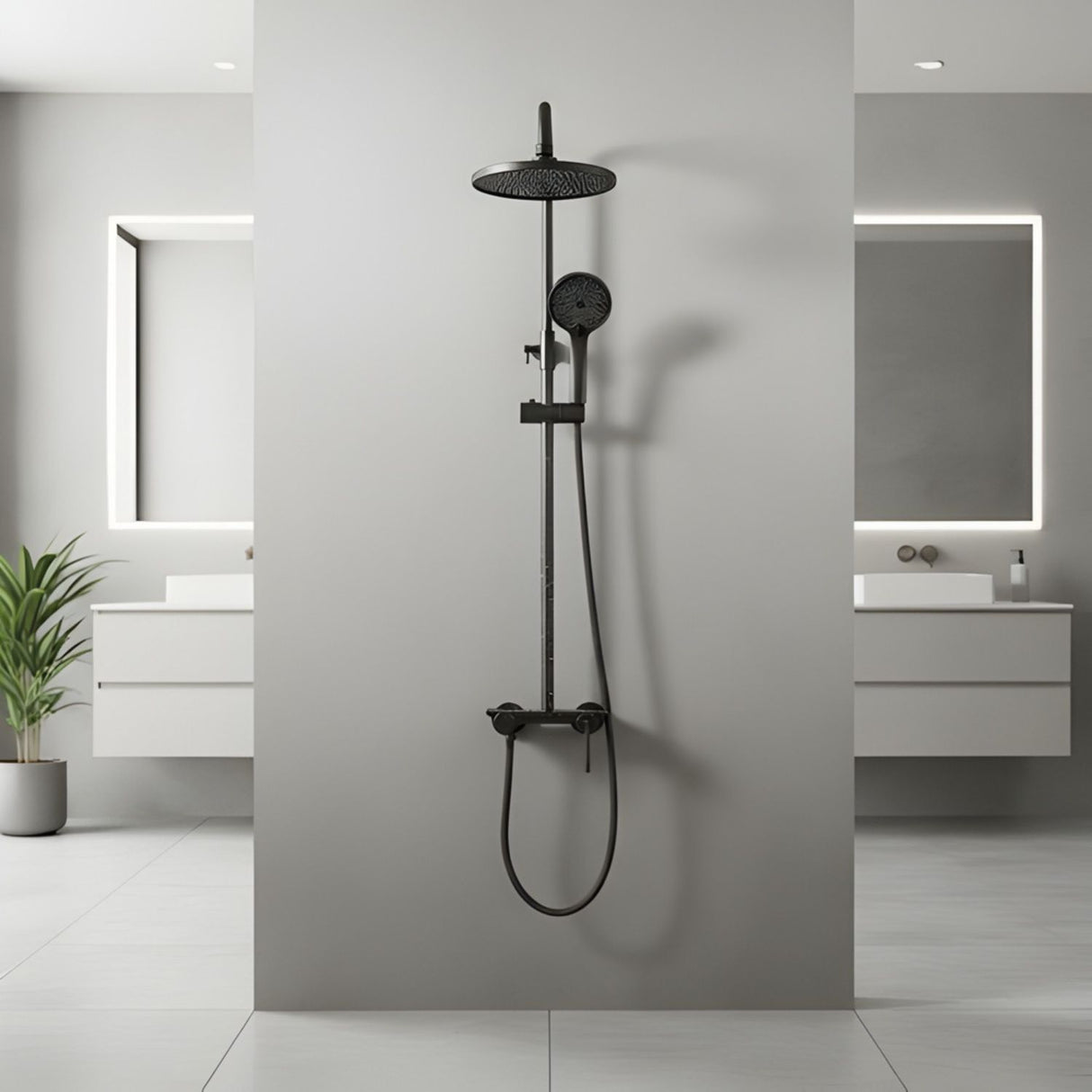 Columna De Ducha Mezcladora Alta Lusso Gris Concreto Monocon