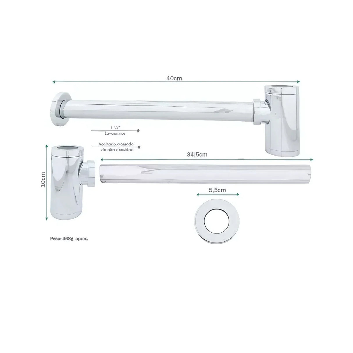 Sifón Cilindro Botella Metálico Cromado de Lujo
