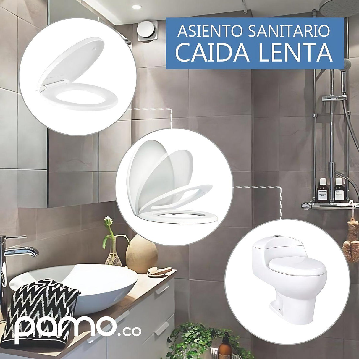 Asiento Sanitario Redondo Caída Lenta Lujo Universal