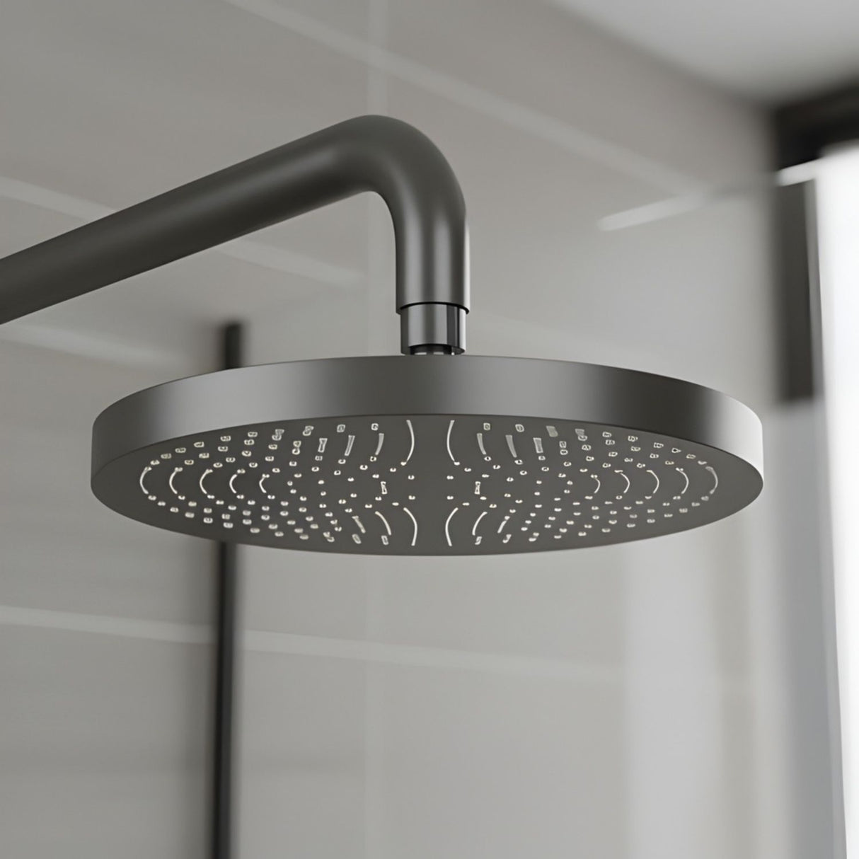 Regadera Redonda 25 Cm Spacco Gris Concreto Brazo 30cm Acero