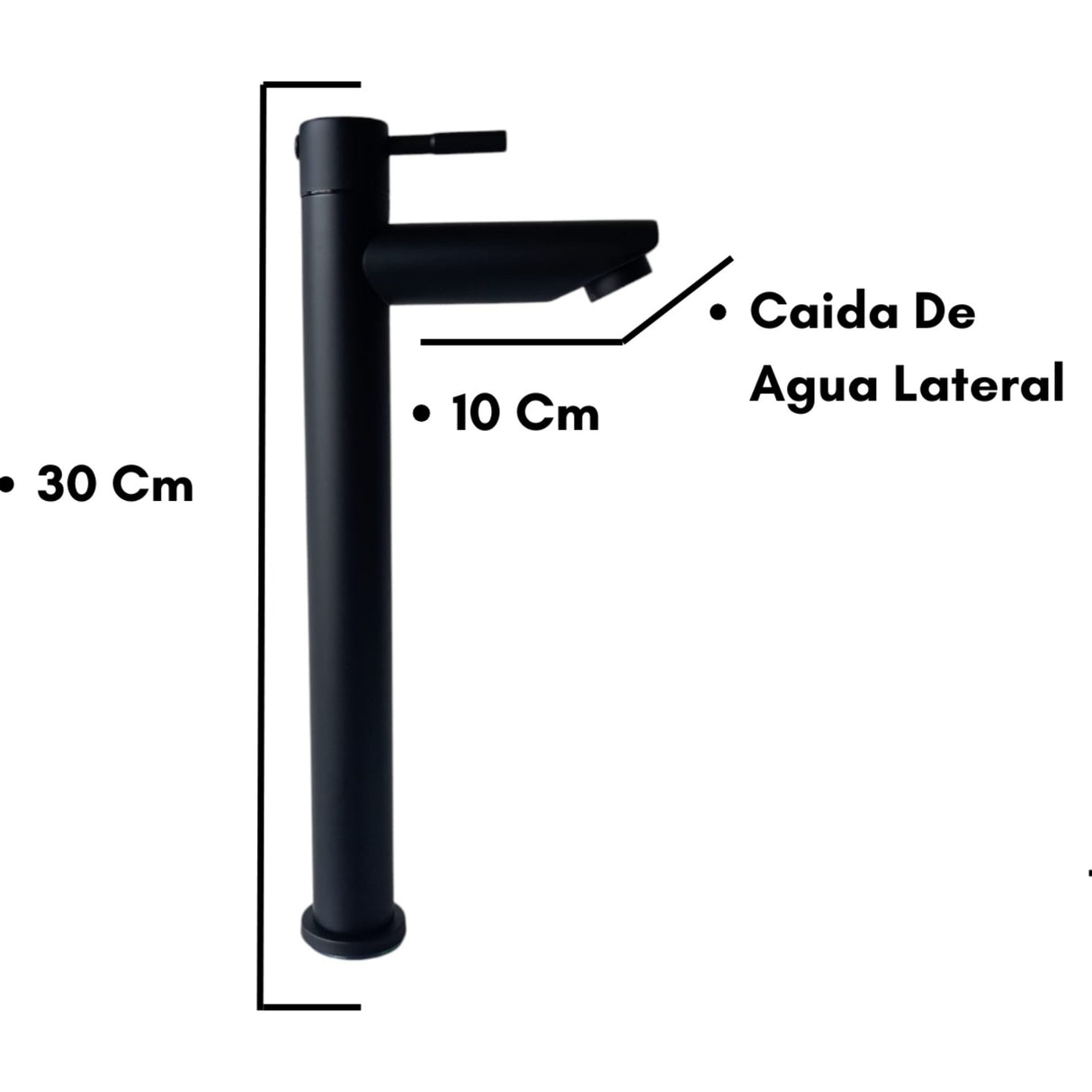 Llave Sencilla Para Lavamanos Alta Negro Mate