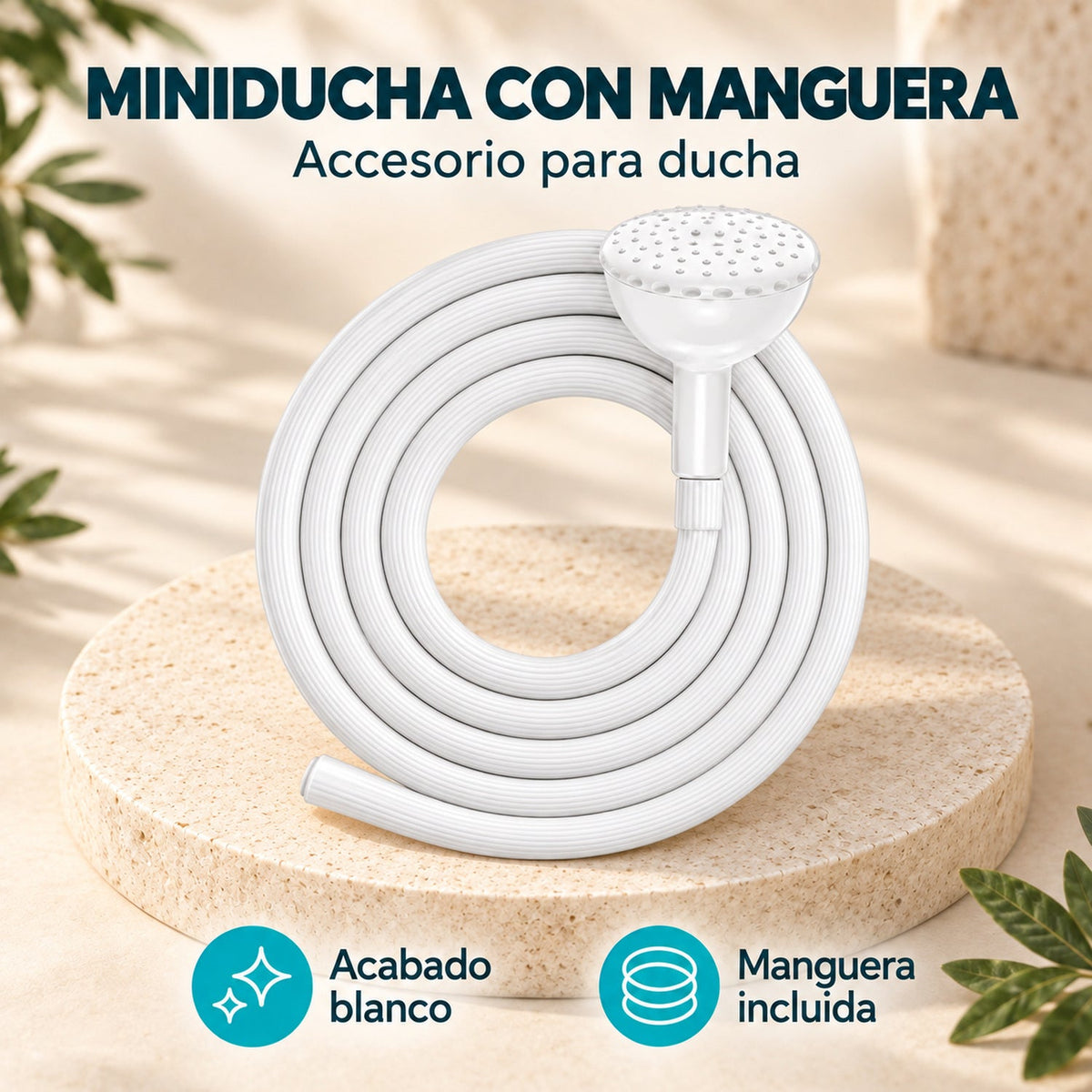 Características de Miniducha Blanca Con Manguera En ABS