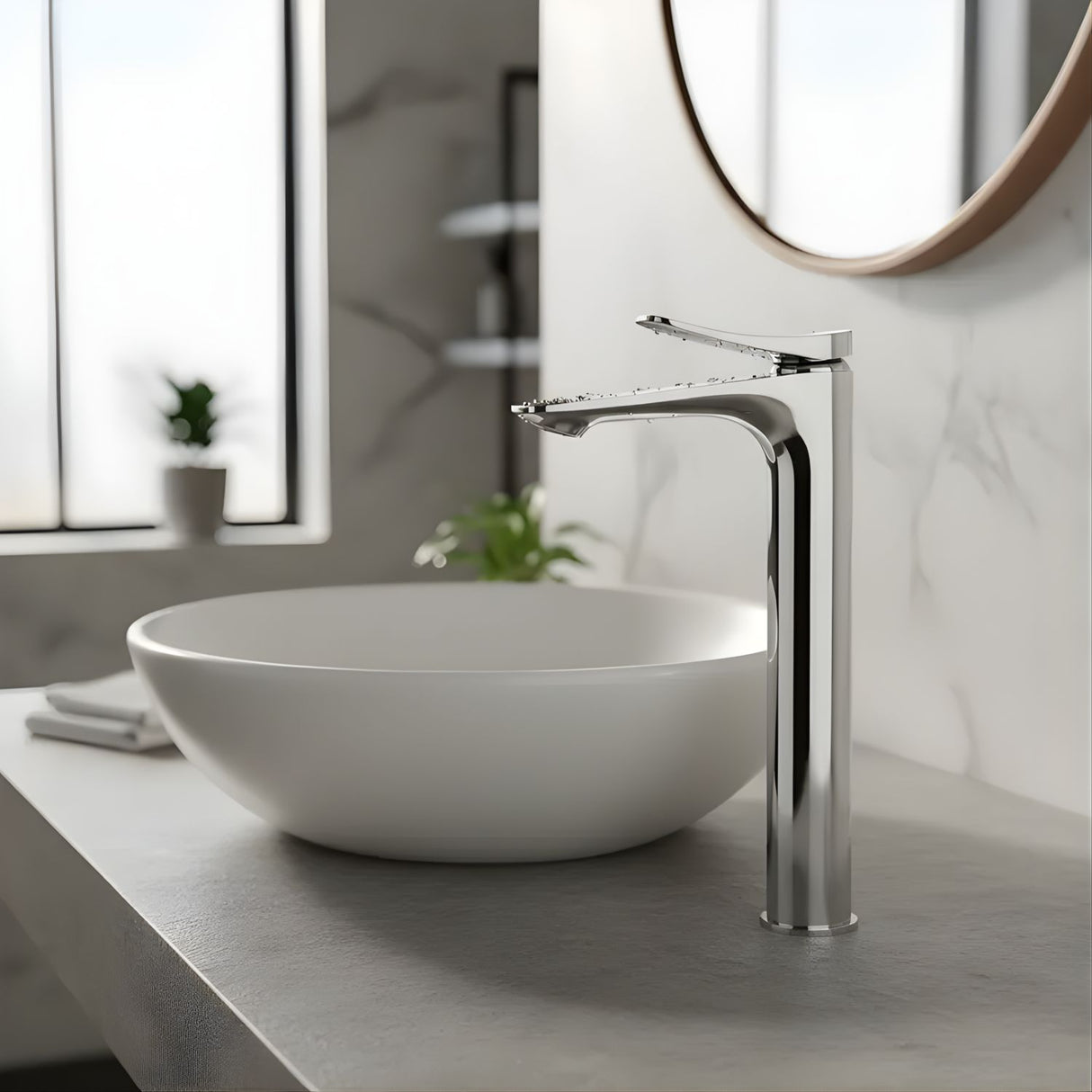 Lavamanos Monocontrol Alto Volare Níquel Texturizado Diseño Moderno