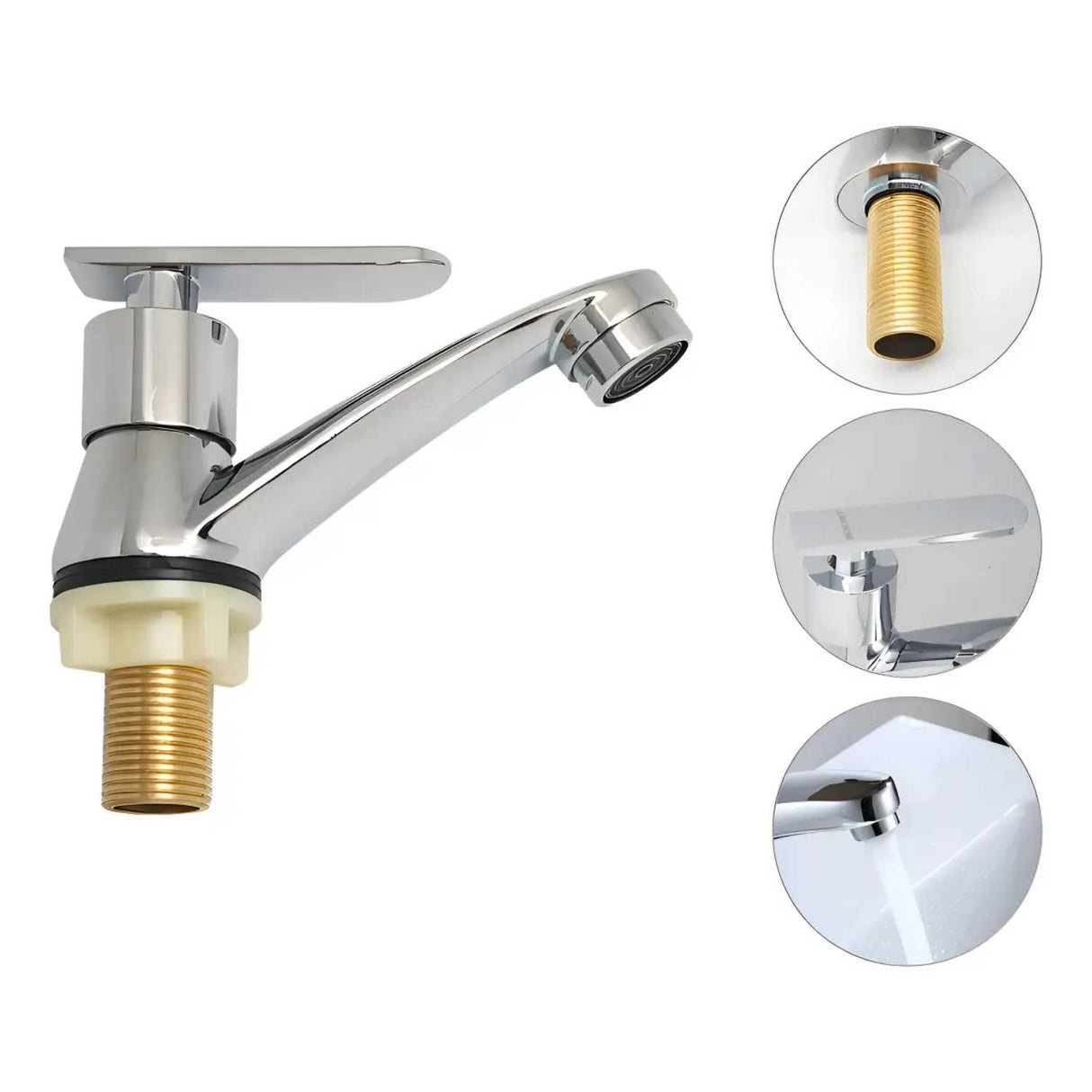 Llave Lavamanos Palanca Cuerpo Metalico Entrada Bronce Color Cromado
