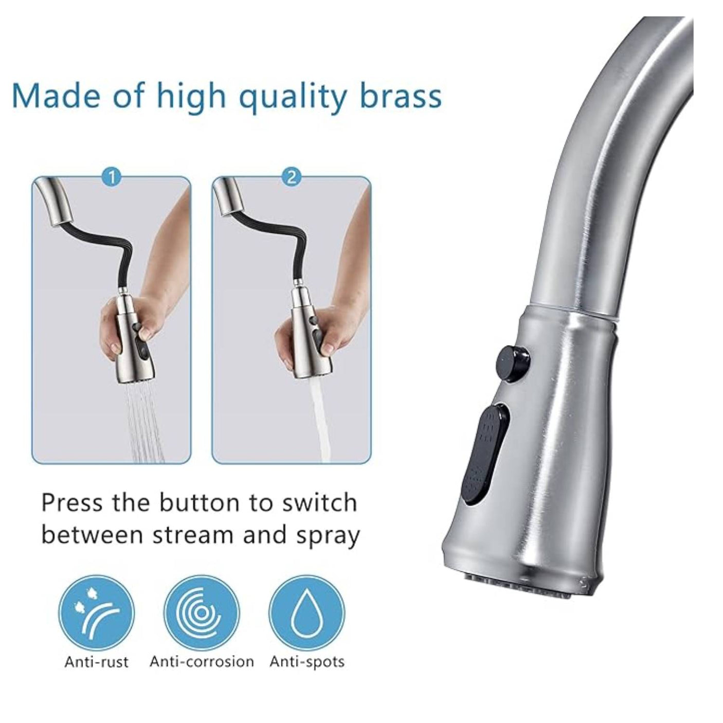 Grifería Lavaplatos Extraíble De Lujo Monocontrol Giratoria 360° Para Cocina Grifo Flexible Premium