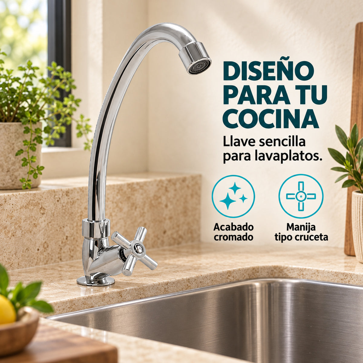 Diseño y características de la llave para lavaplatos