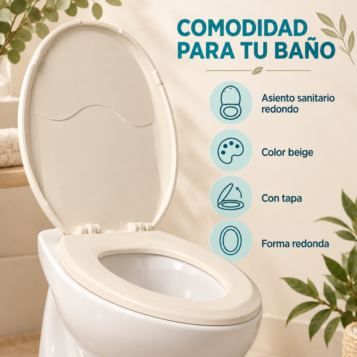 Características del asiento sanitario beige