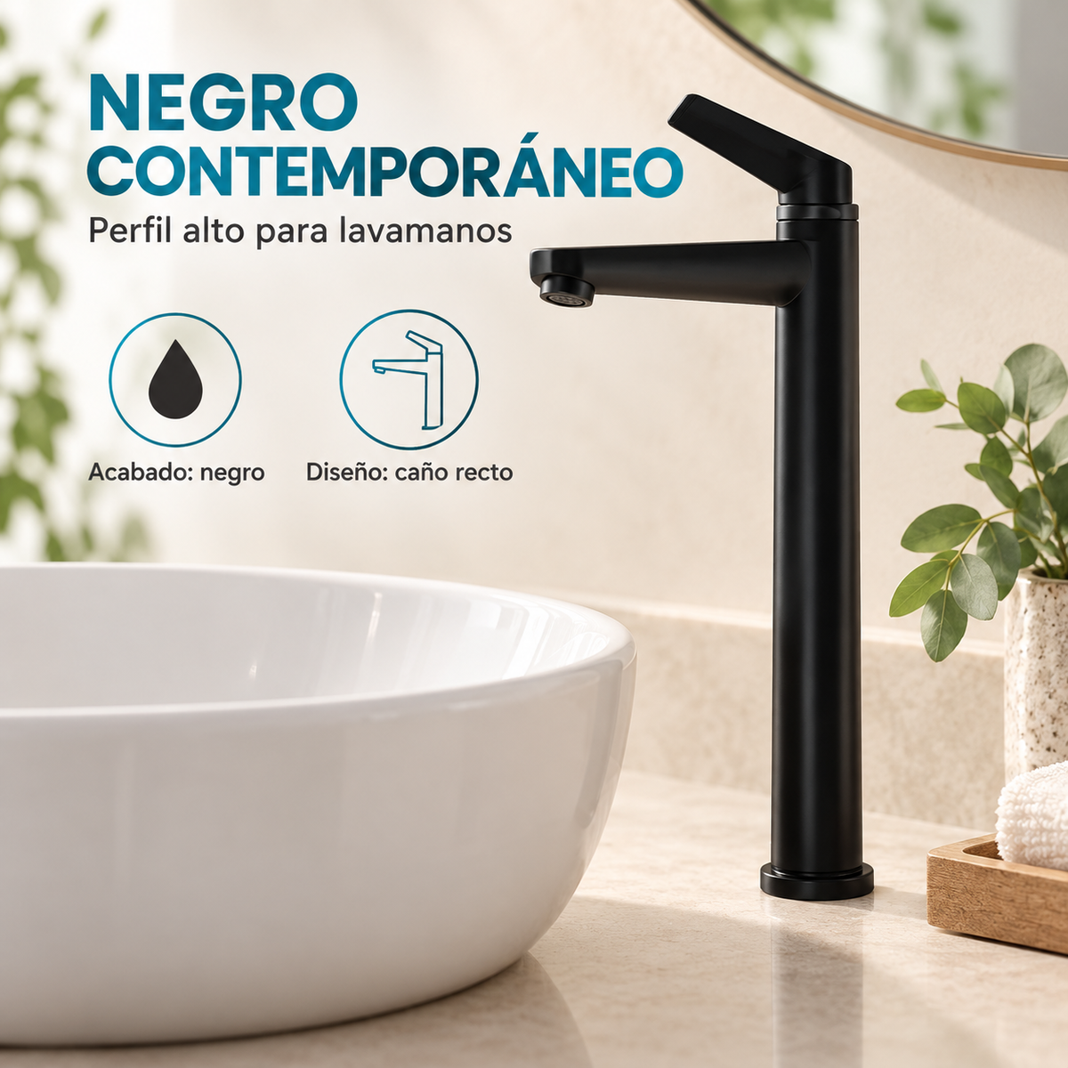 Detalle de grifería Victoria negra